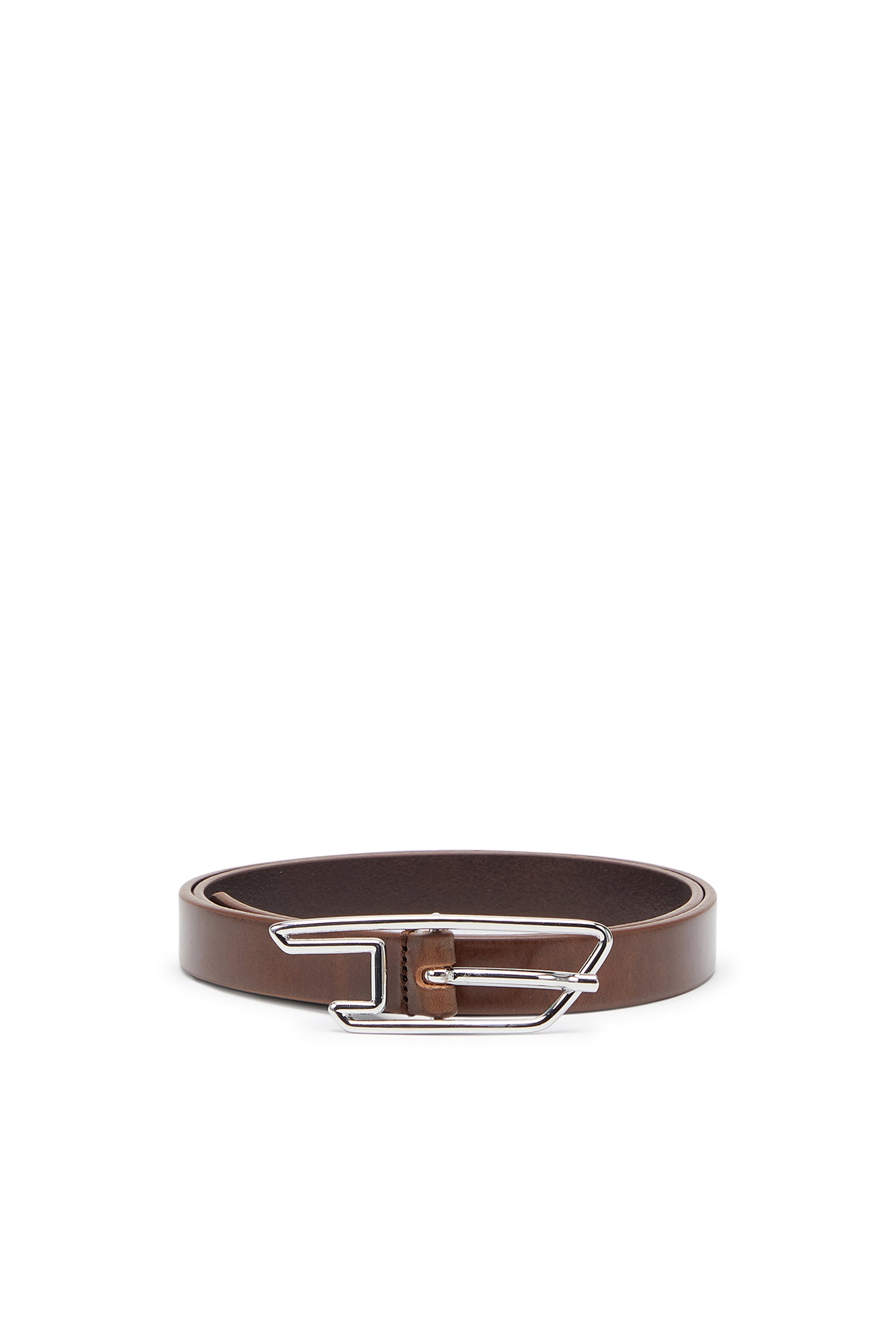 Diesel - 2cm belt in pull-up leather with D buckle - Belts - Woman - Brown
