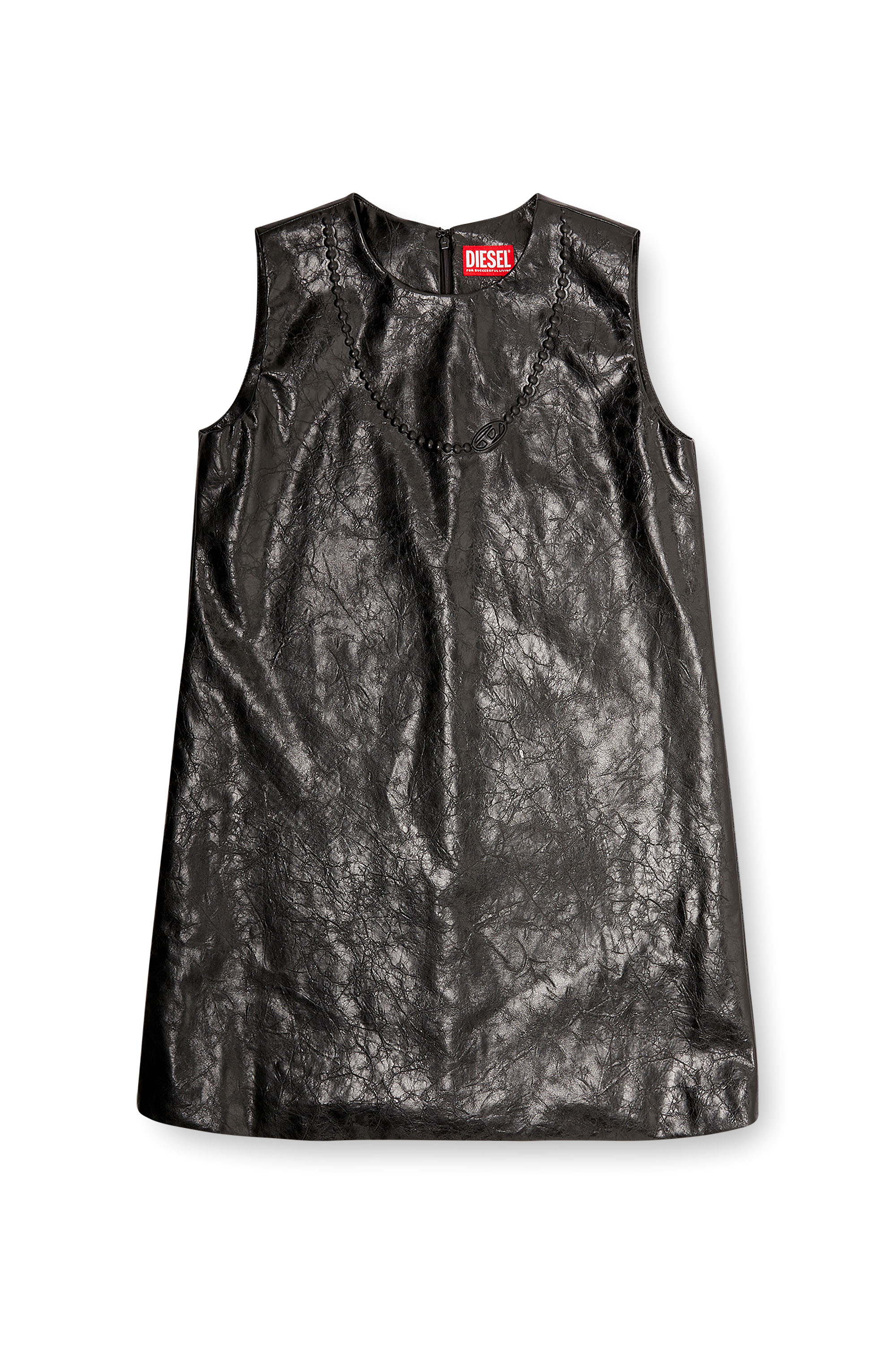 Diesel - D-ARES, Woman's Coated mini dress with embossed Oval D in Black - 3