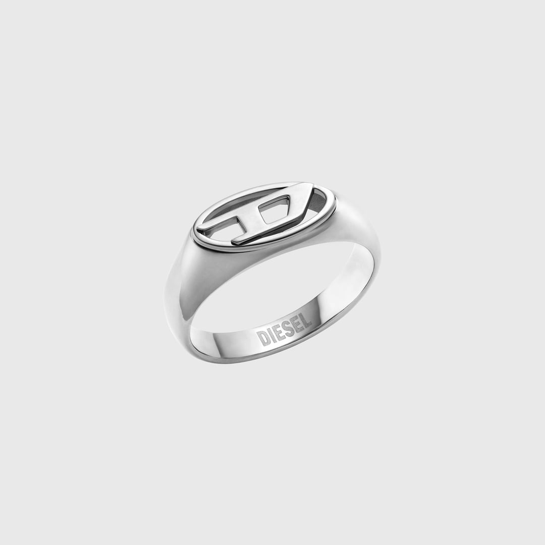 Diesel - Stainless Steel Signet Ring - Rings - Unisex - Silver