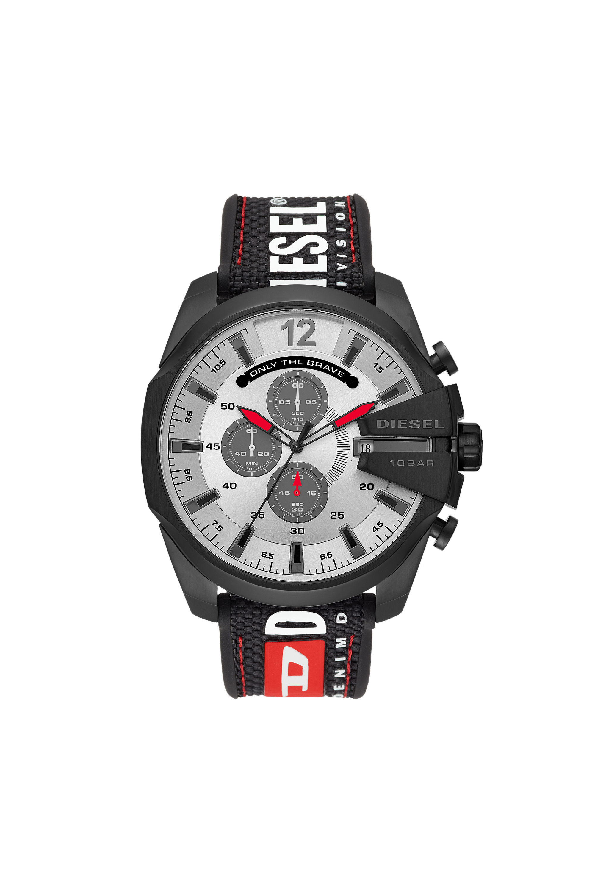 Diesel - Mega Chief Armbanduhr mit Chronograph-Anzeige und schwarzem Nylonarmband - Uhren - Herren - Schwarz