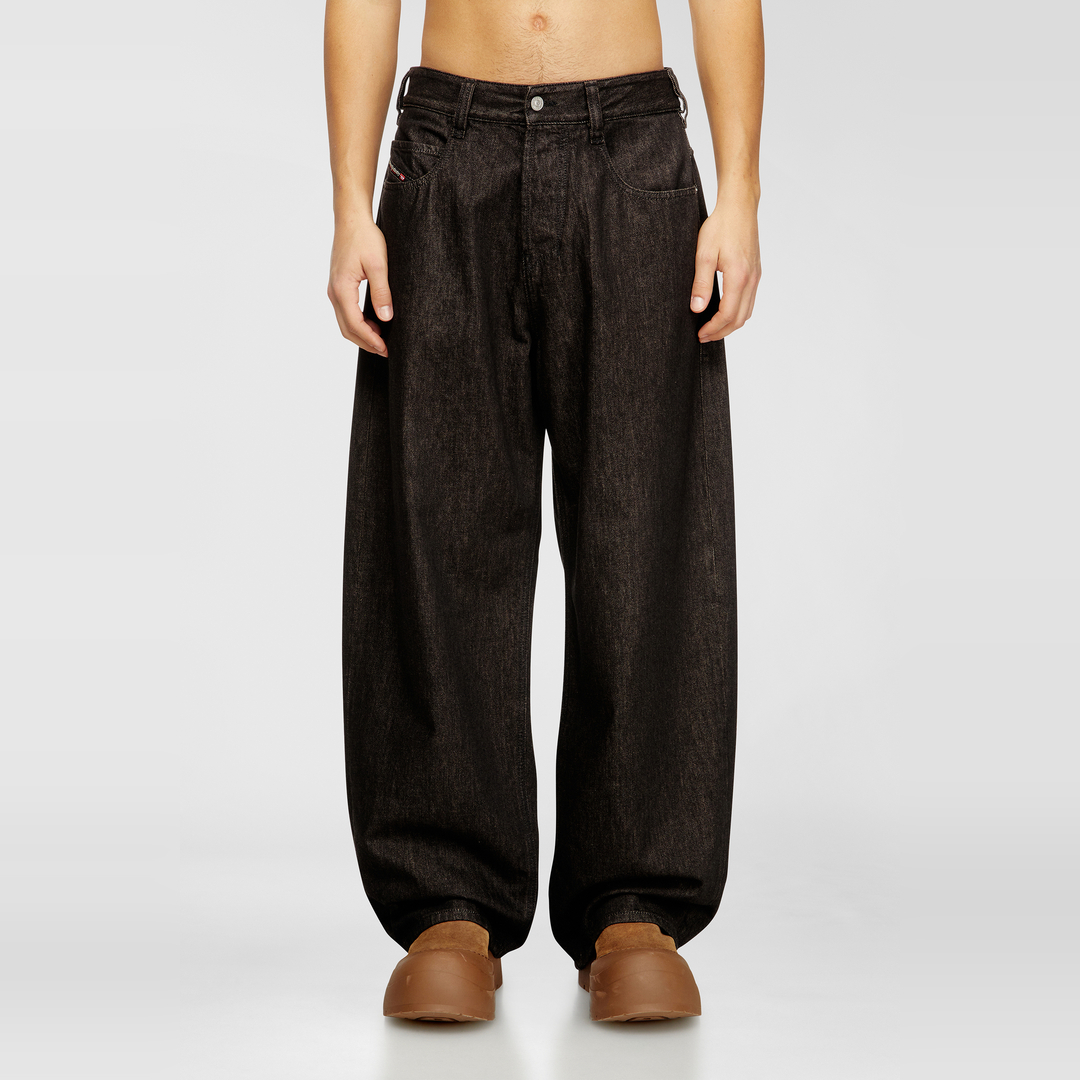 Diesel Jeans Relaxed Taille Moyenne 1997 D-Enim-M, Noir/Gris foncé, Fermeture boutonnée