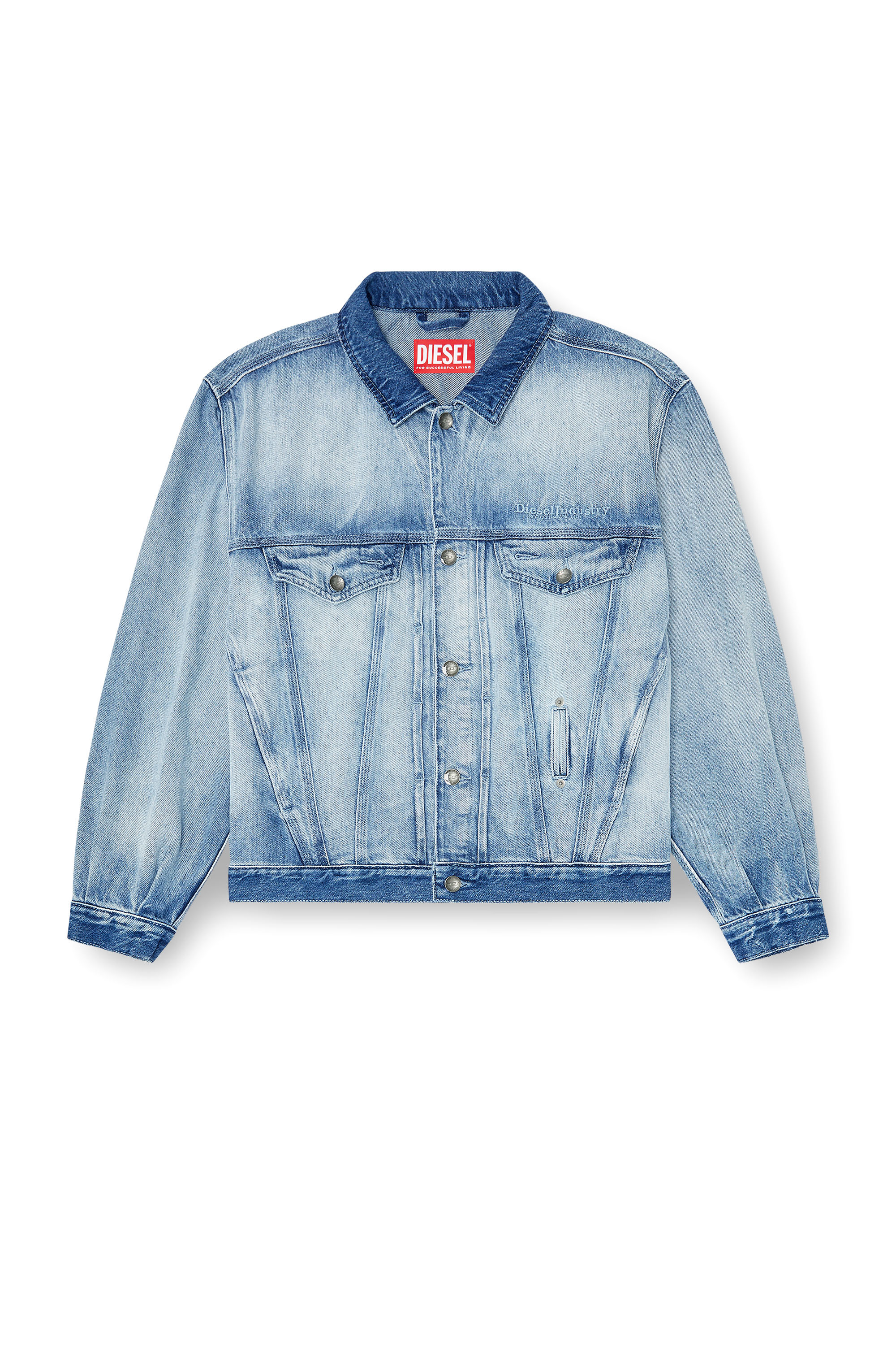 Diesel - D-DENVER-FSI1, Unisex's Trucker jacket in medium-light skeleton denim in Light Blue - 2