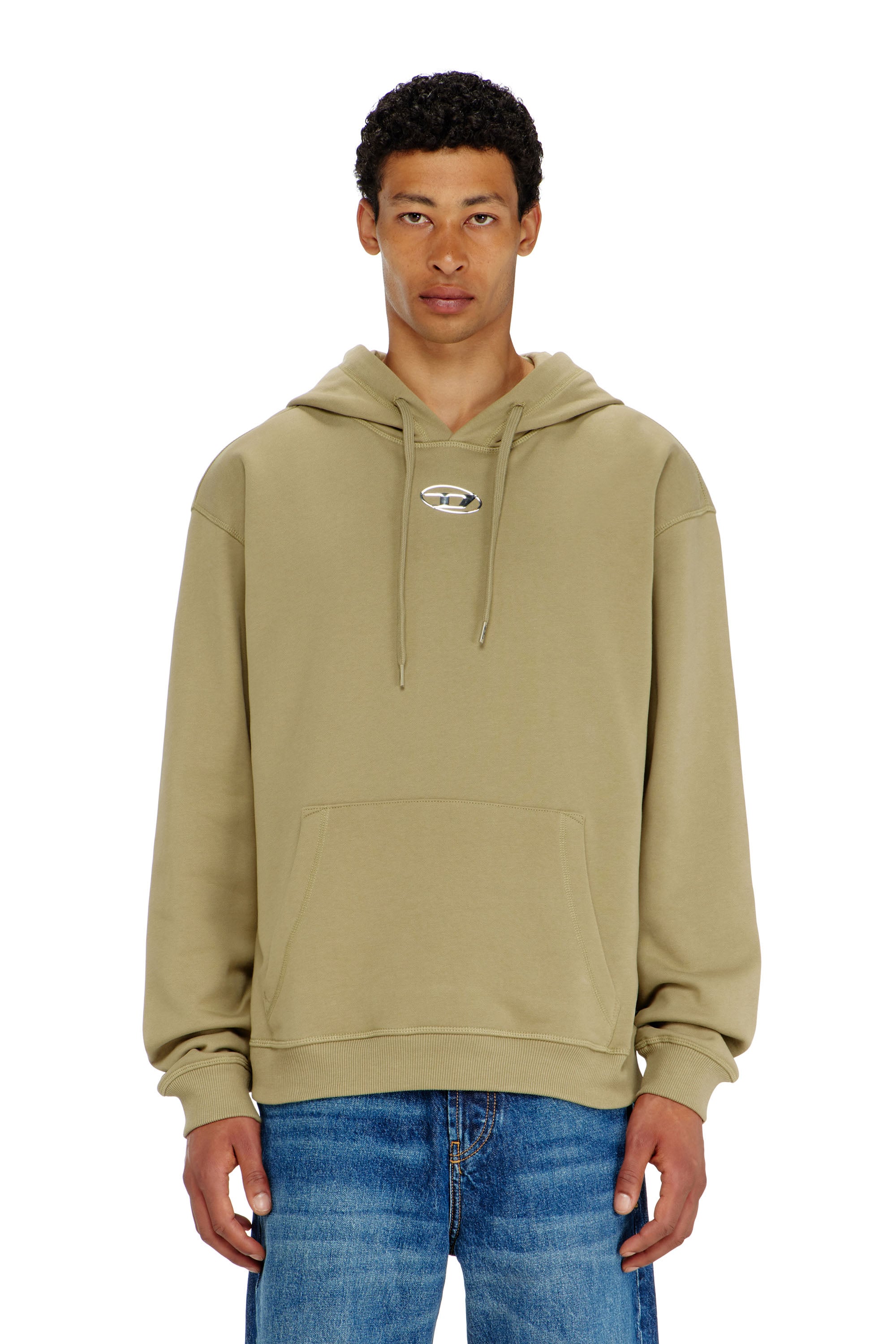Diesel Herren Grün - Baumwoll-Hoodie Mit Metallischem Oval D - Sweatshirts Extra Groß