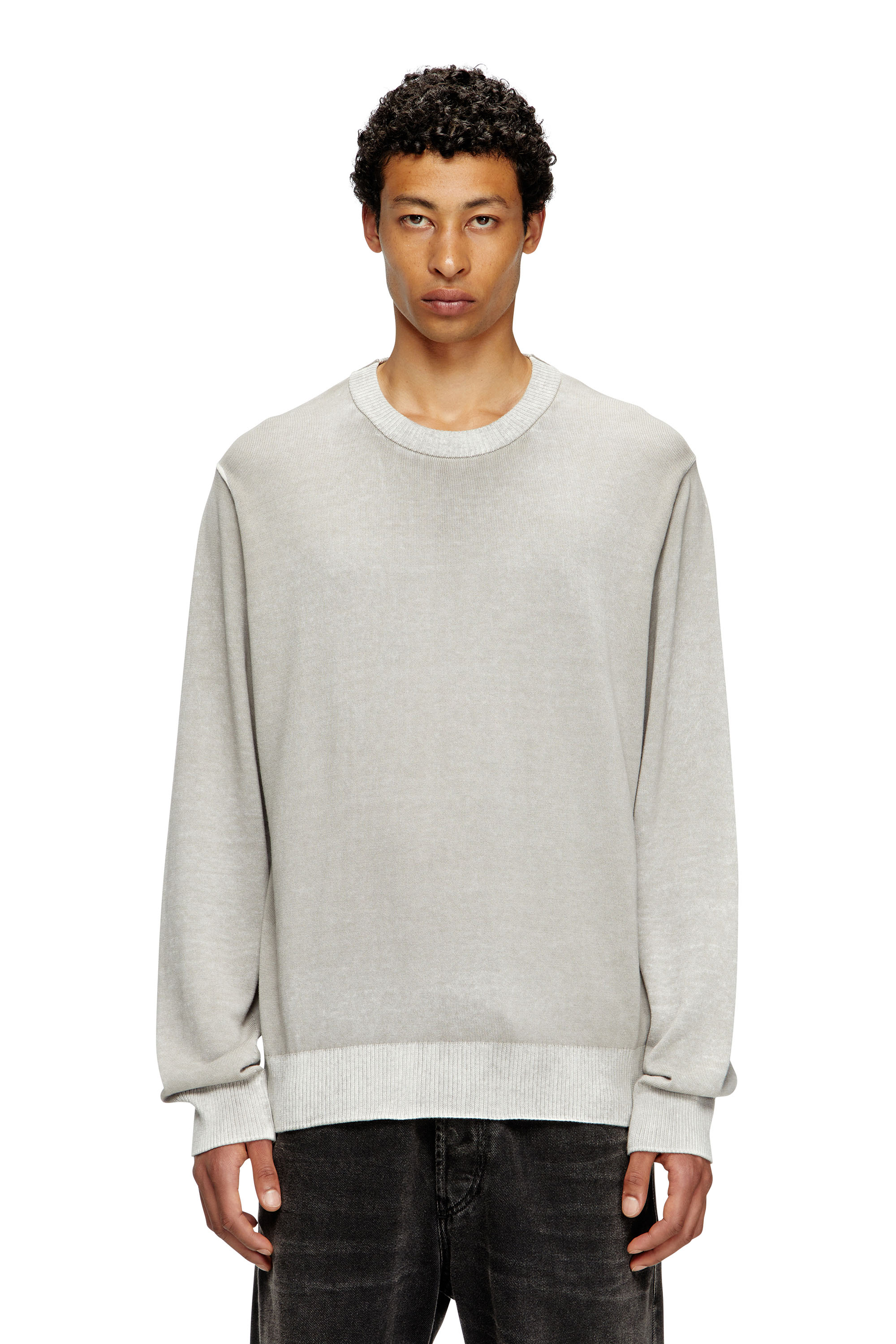 Diesel Mužský Šedý - Reverse-Print Cotton Jumper - Knitwear - Man Médium