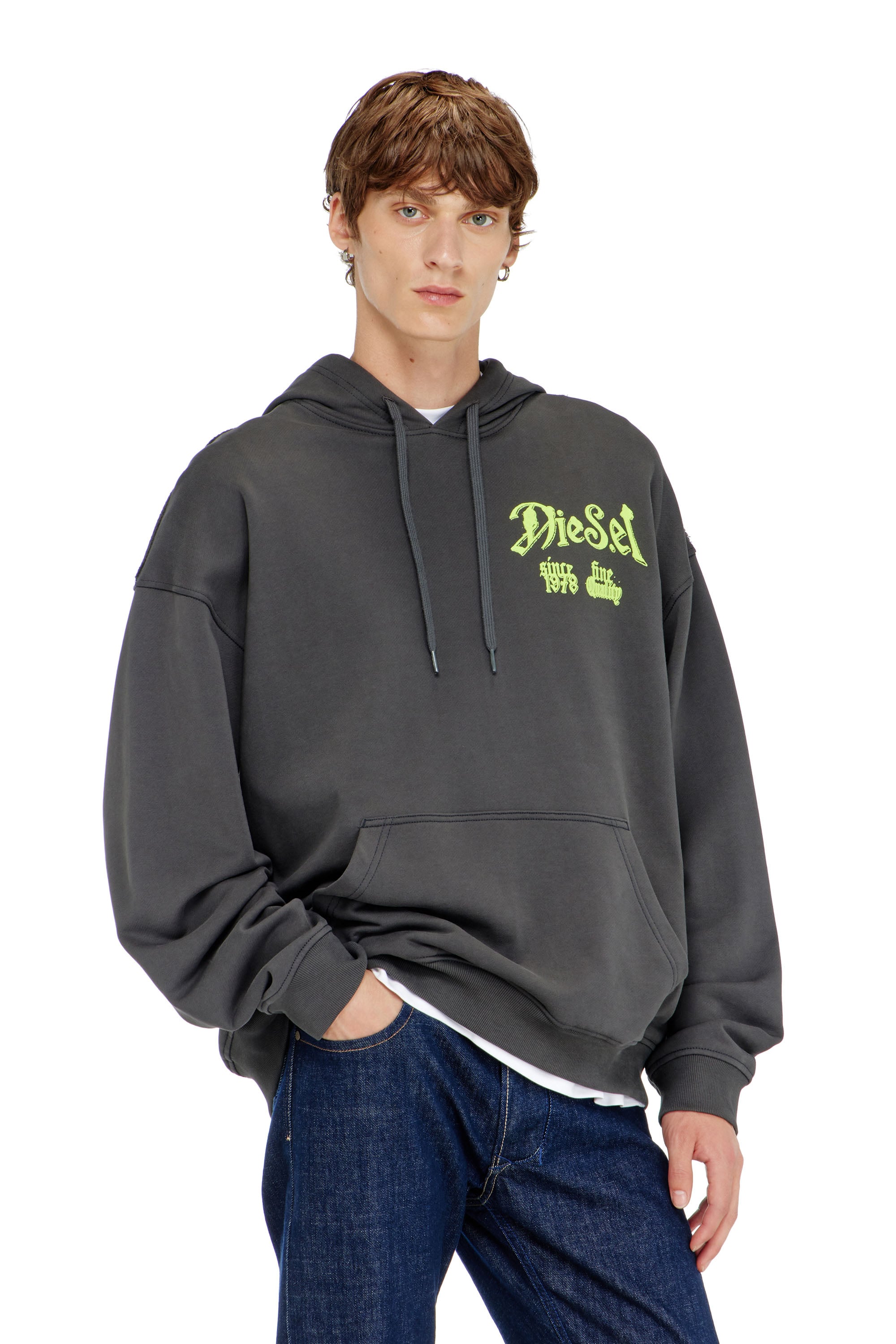 Diesel Hombre Gris - Sudadera De Algodón Con Gráficos Flocados - Sudaderas Xxs