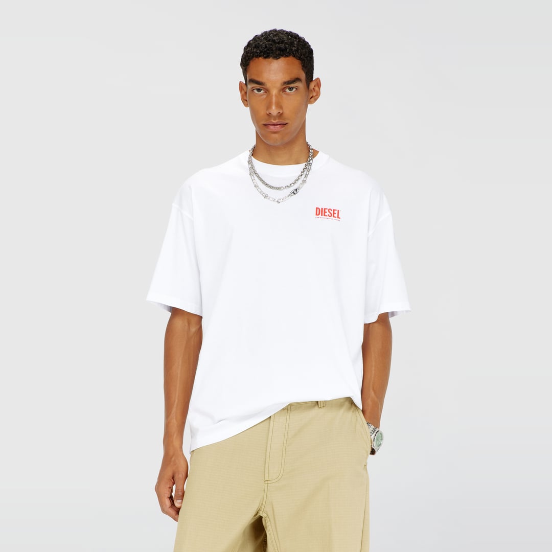 Diesel - Cotton T-shirt with Diesel Biscotto print - T-Shirts - Man - White