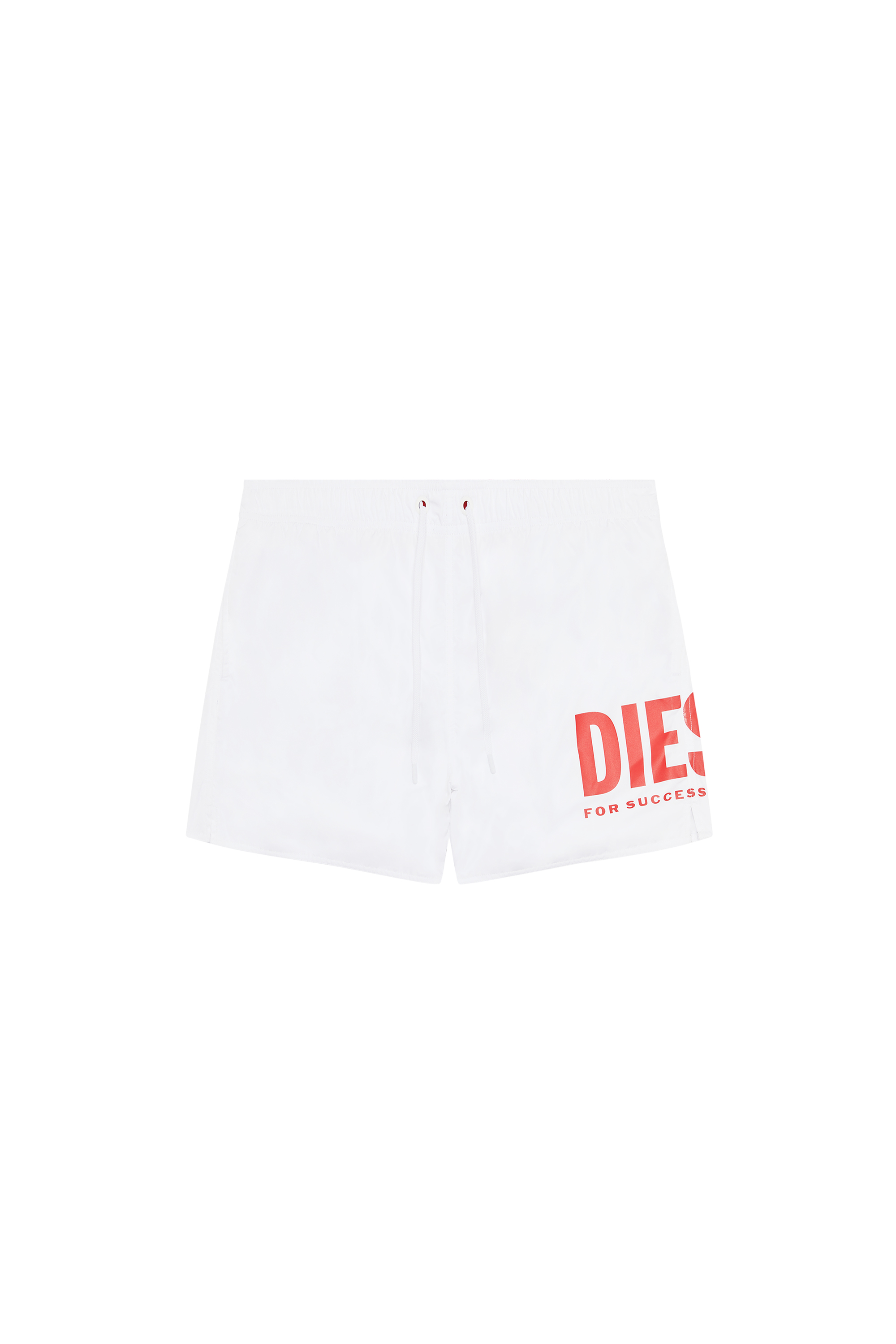 Diesel Mid-length Swim Shorts With Maxi Logo In Bianco