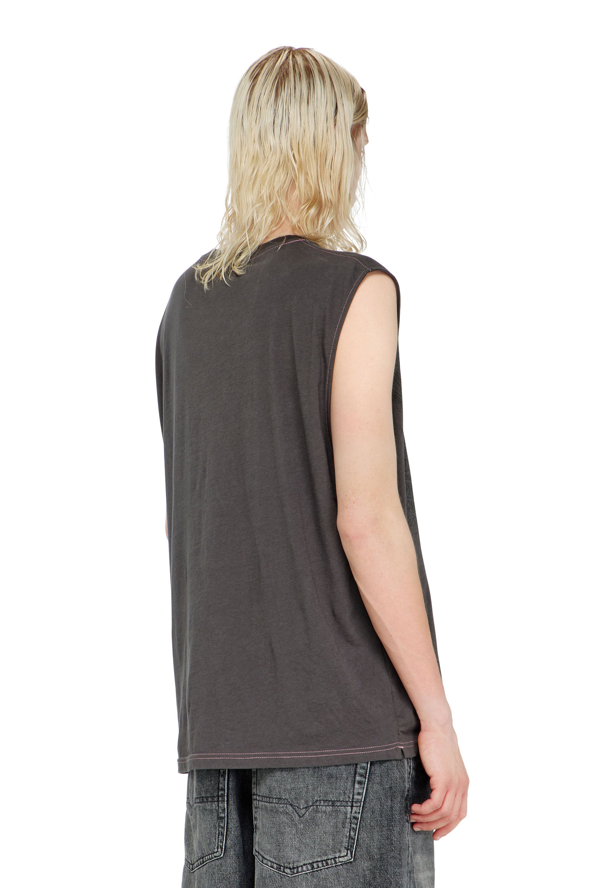 Diesel - T-BOXT-SL-NOTCH, Man's Sleeveless top in cotton with tonal graphic in Dark grey - 4