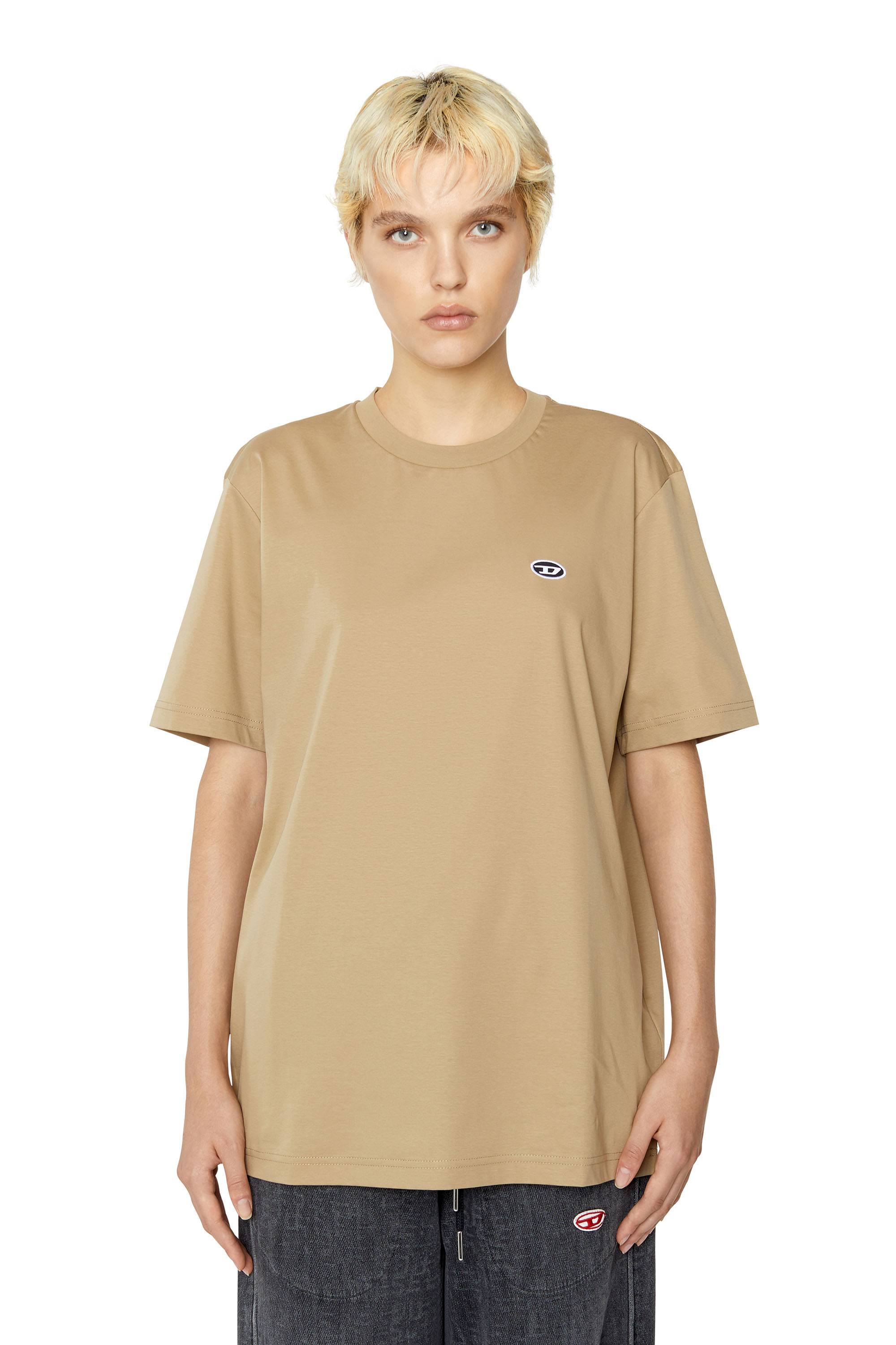 Diesel - T-shirt con applicazione ovale D - T-Shirts - Uomo - Beige