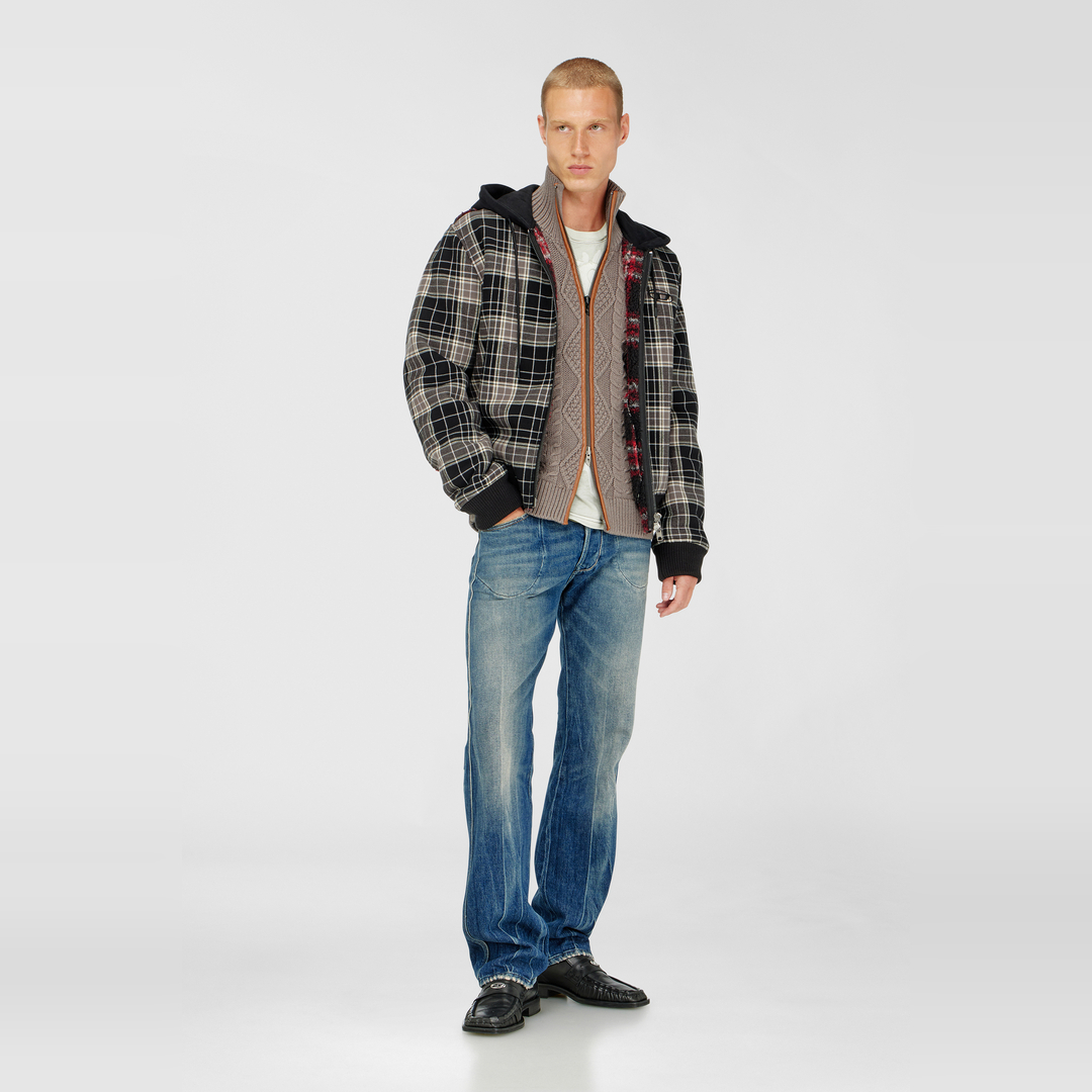 Diesel - Cardigan zip en maille torsadée - Pull Maille - Homme - Gris