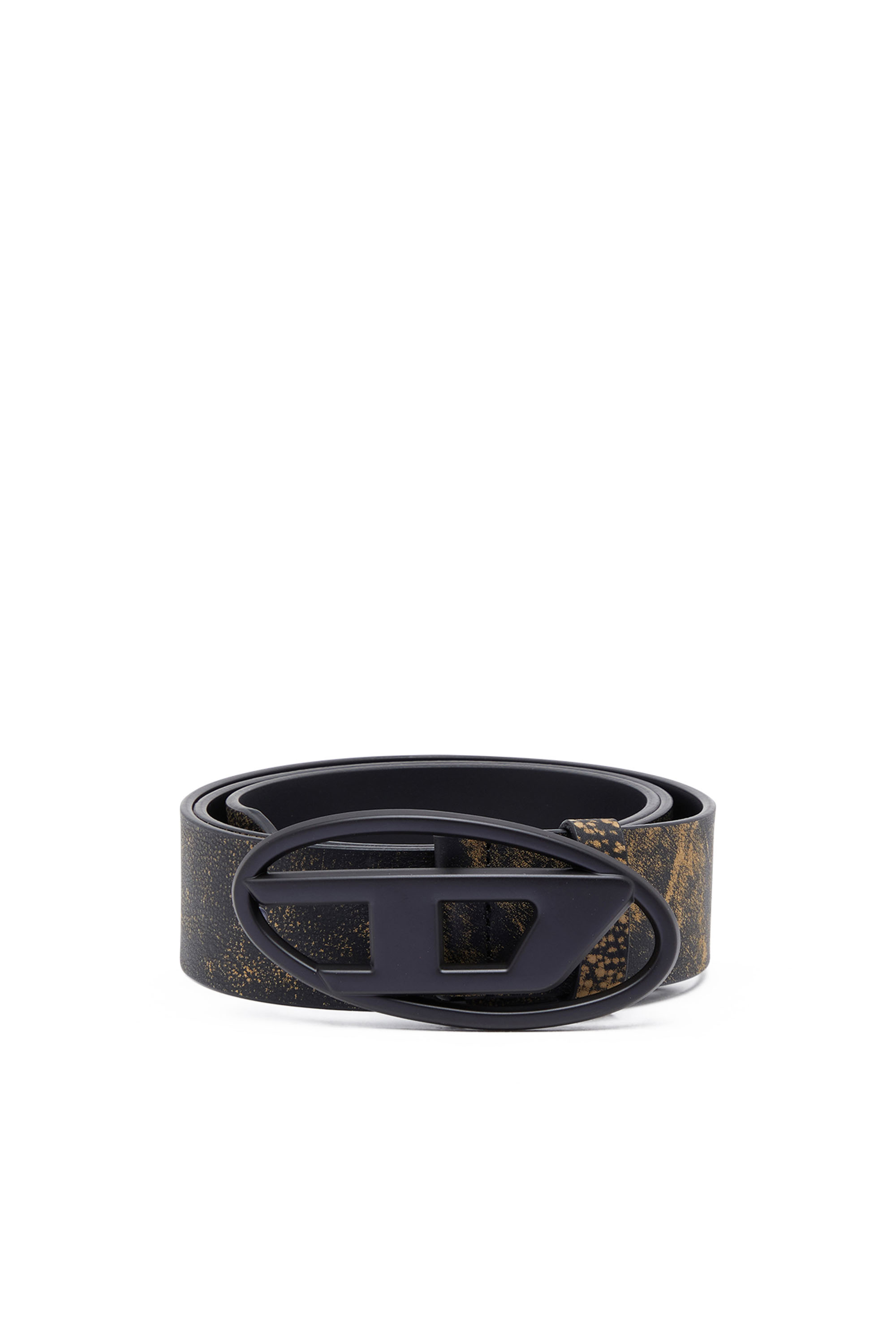 Diesel - Treated leather belt with logo buckle - Belts - Unisex - Multicolor