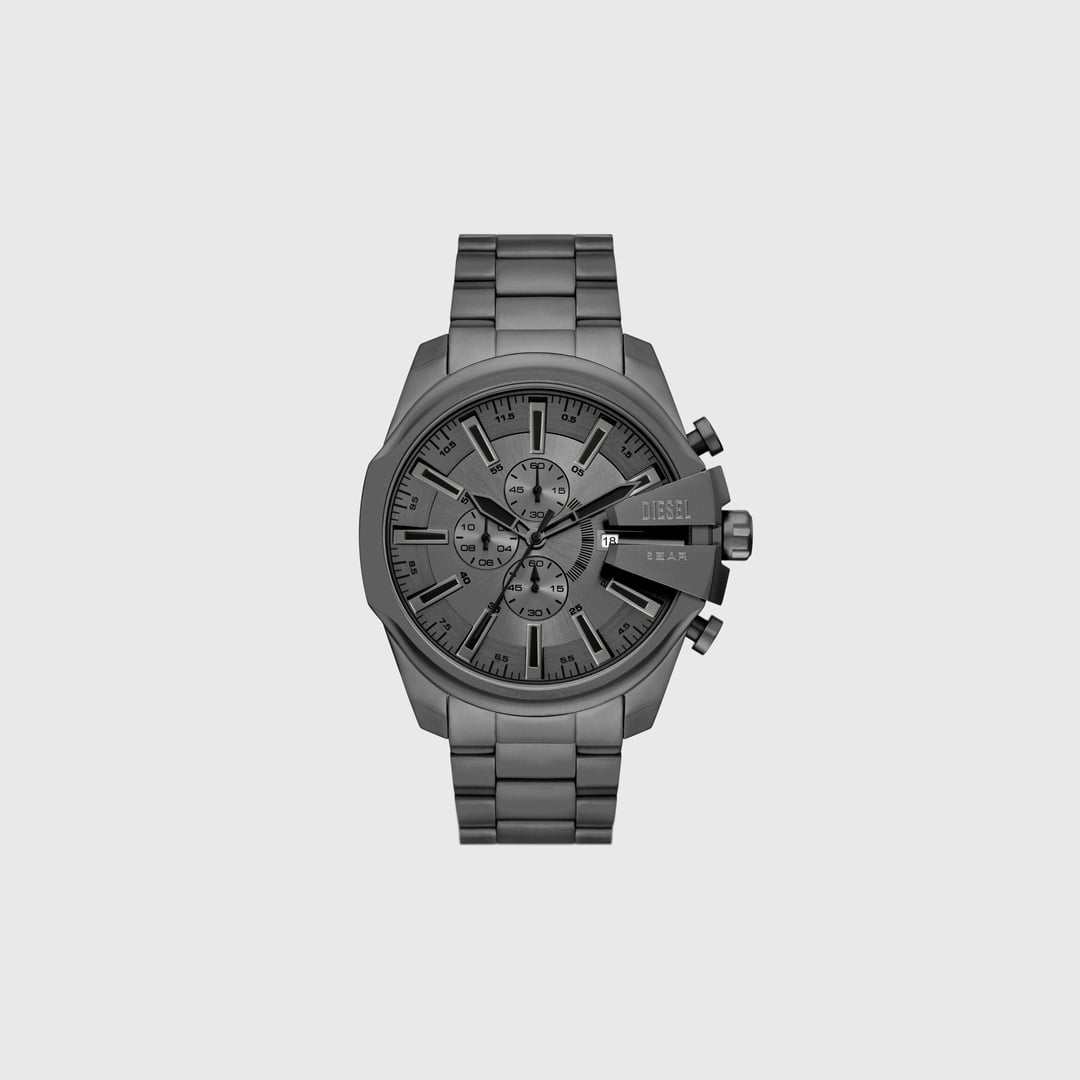 Diesel - Diesel Mega Chief Slim Chronograph Gray Stainless Steel Watch - Timeframes - Man - Grey