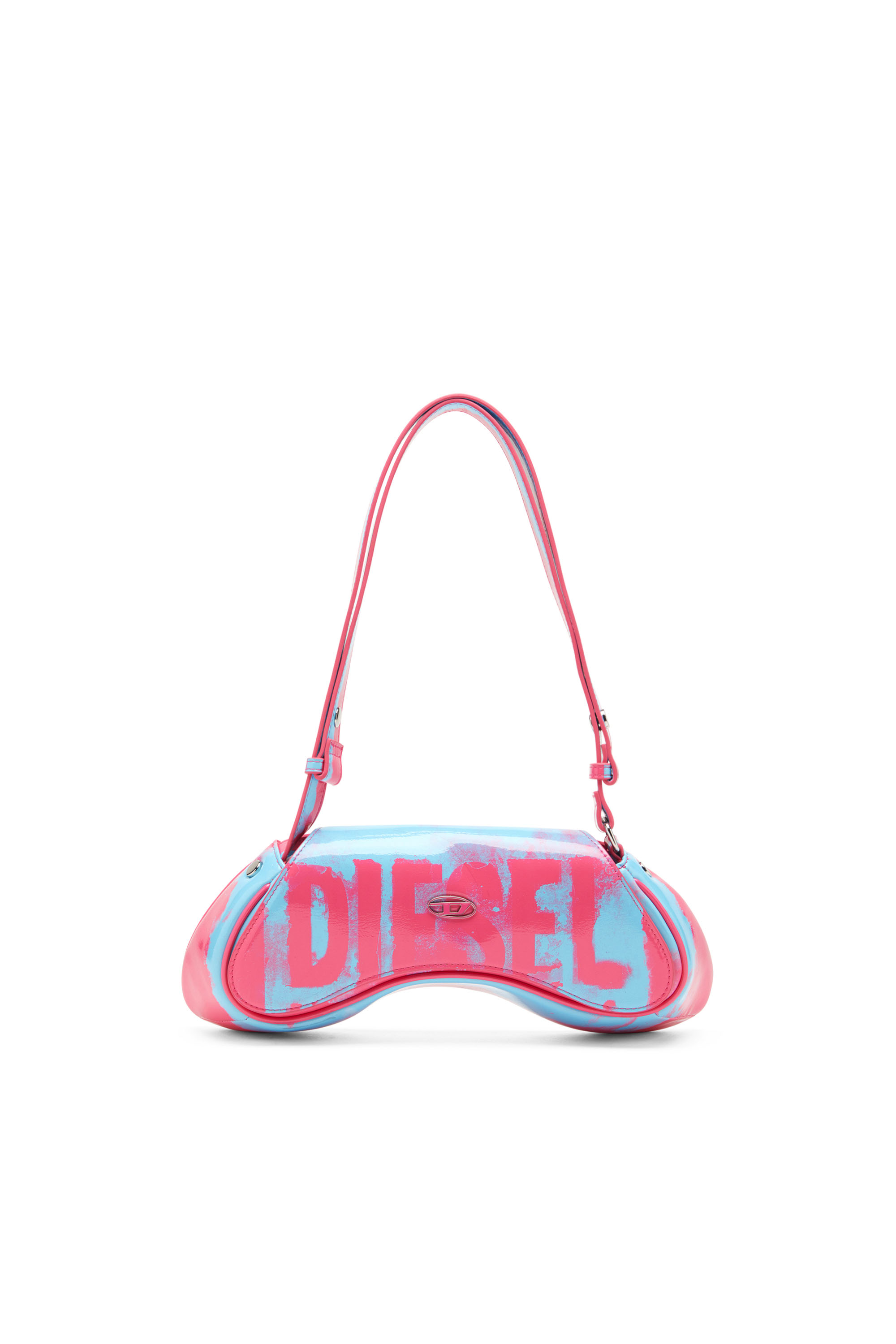 Shop Diesel Play-borsa In Pu Stampato Lucido In Multicolor