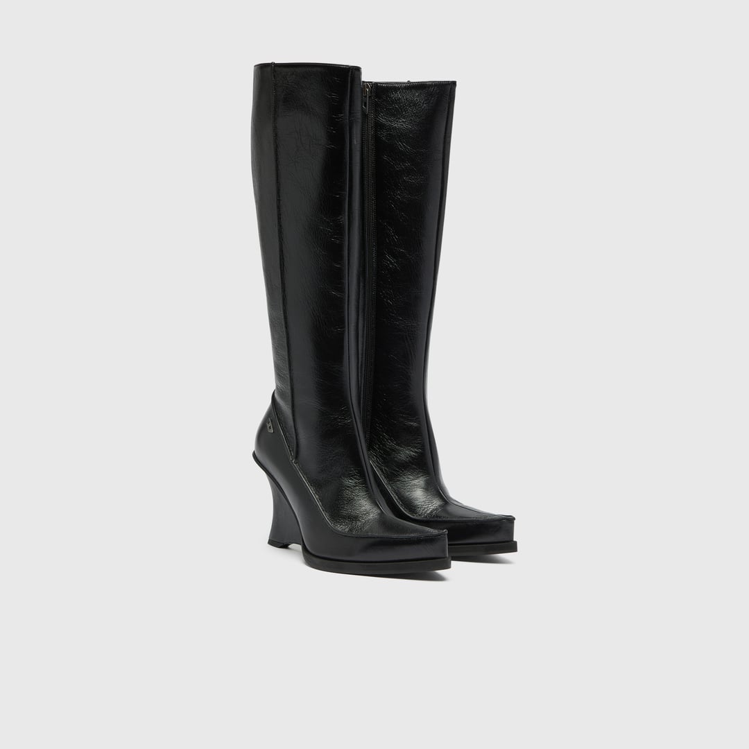 Diesel - D-Lucette-Knee-high boots in leather - Boots - Woman - Black