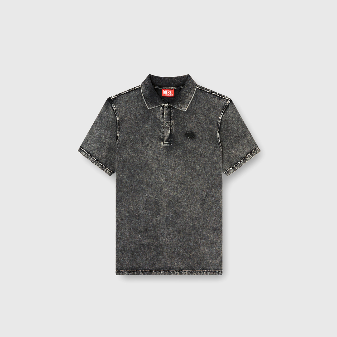 Diesel - Polo shirt in denim-effect jersey - Polos - Man - Grey