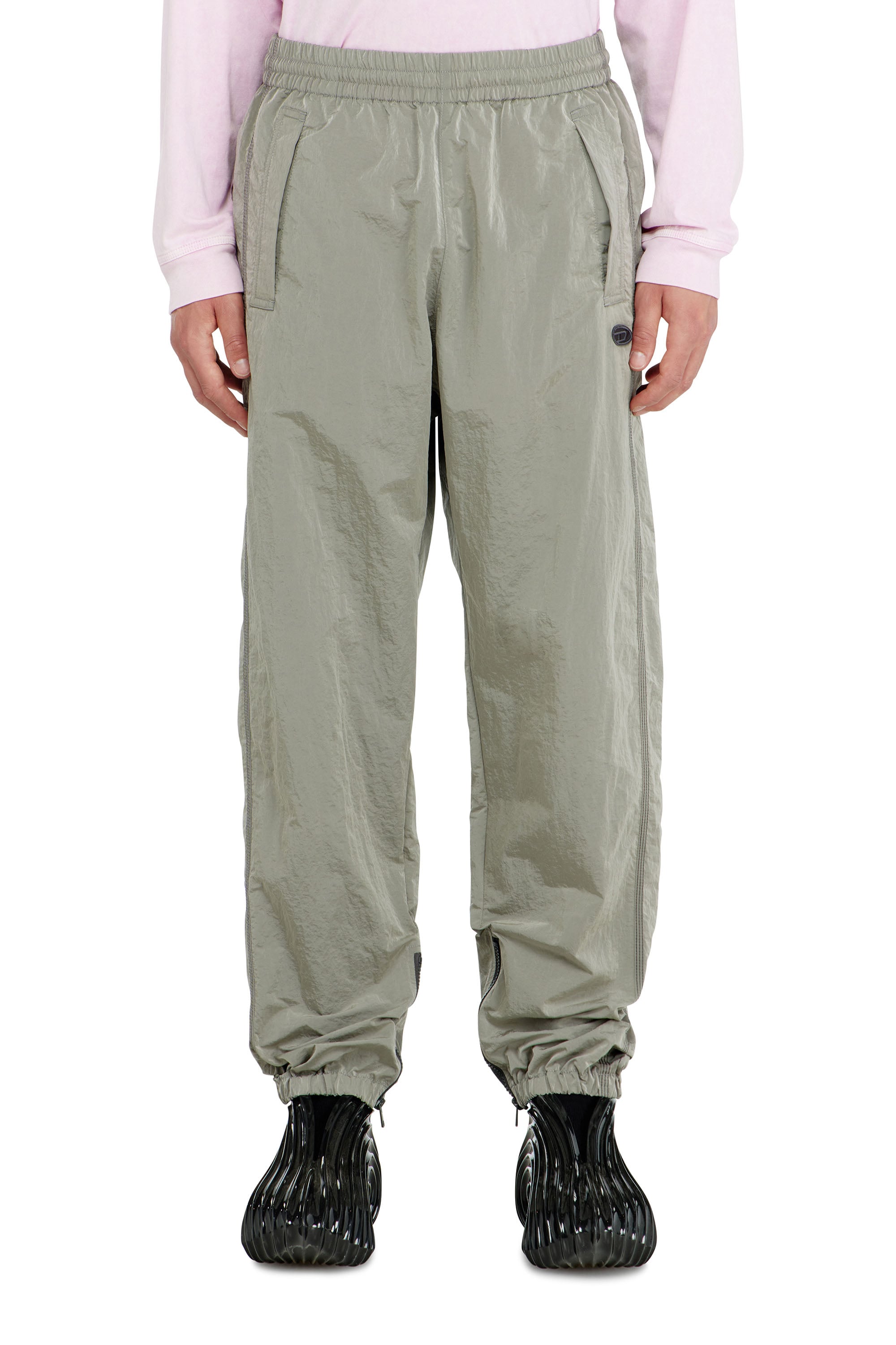 Diesel - Nylon pants with crinkle effect - Pants - Man - Grey