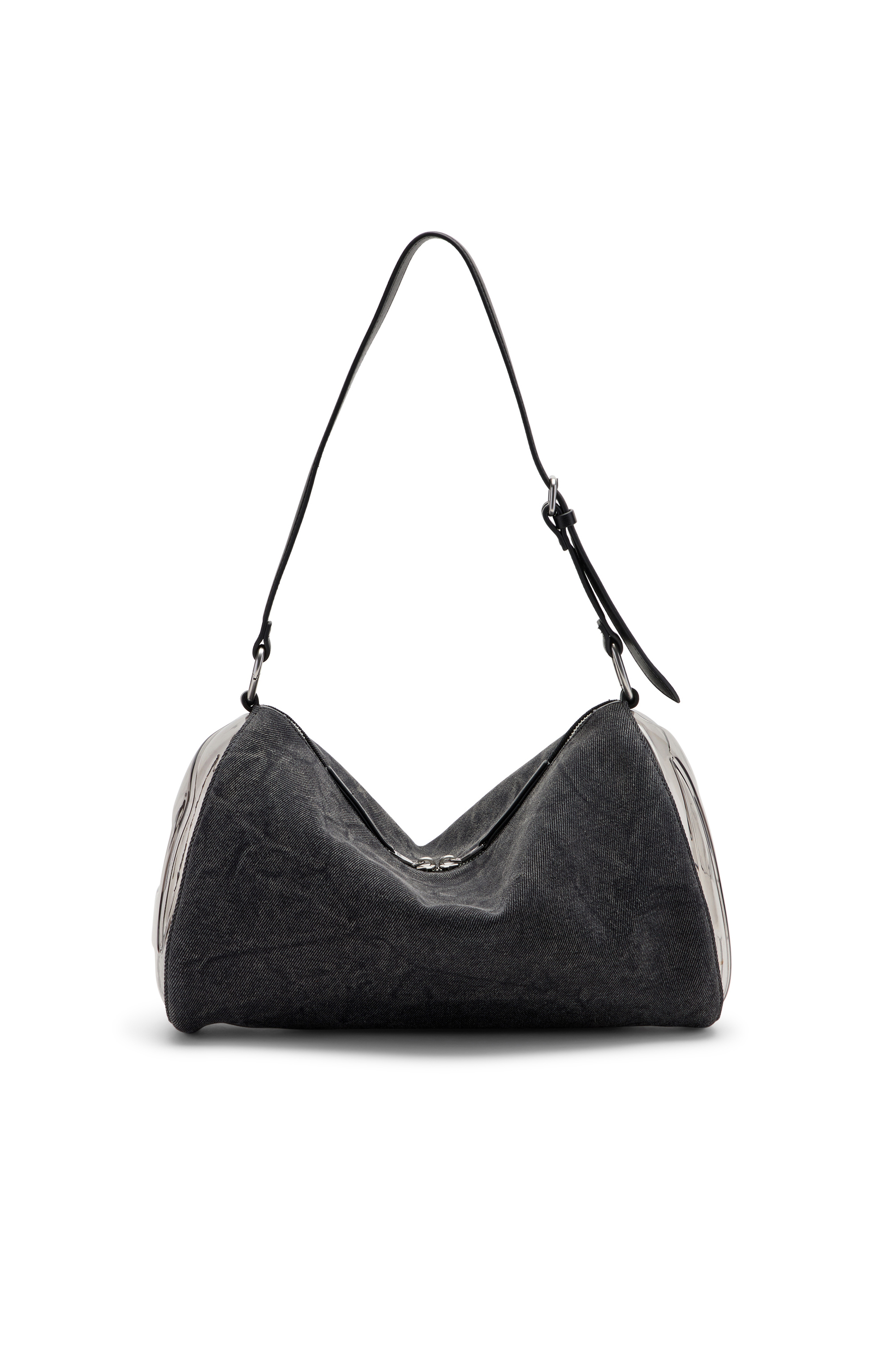 Diesel Unisex Black - Load-D-Shoulder Bag With Transparent Oval D Sides - Shoulder Bags Uni