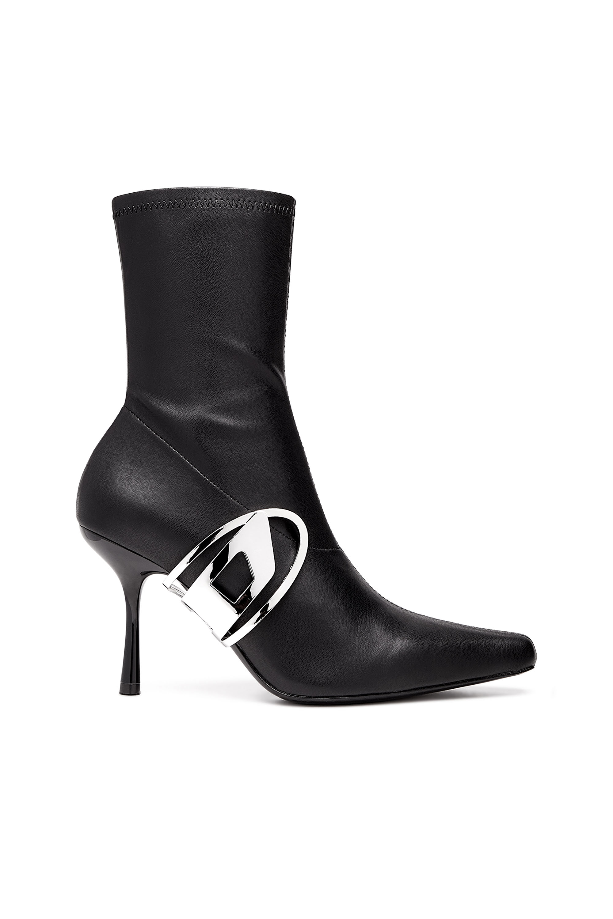 Diesel - D-Eclipse BT - Stiletto boots with oval D plaque - Ankle Boots - Woman - Black