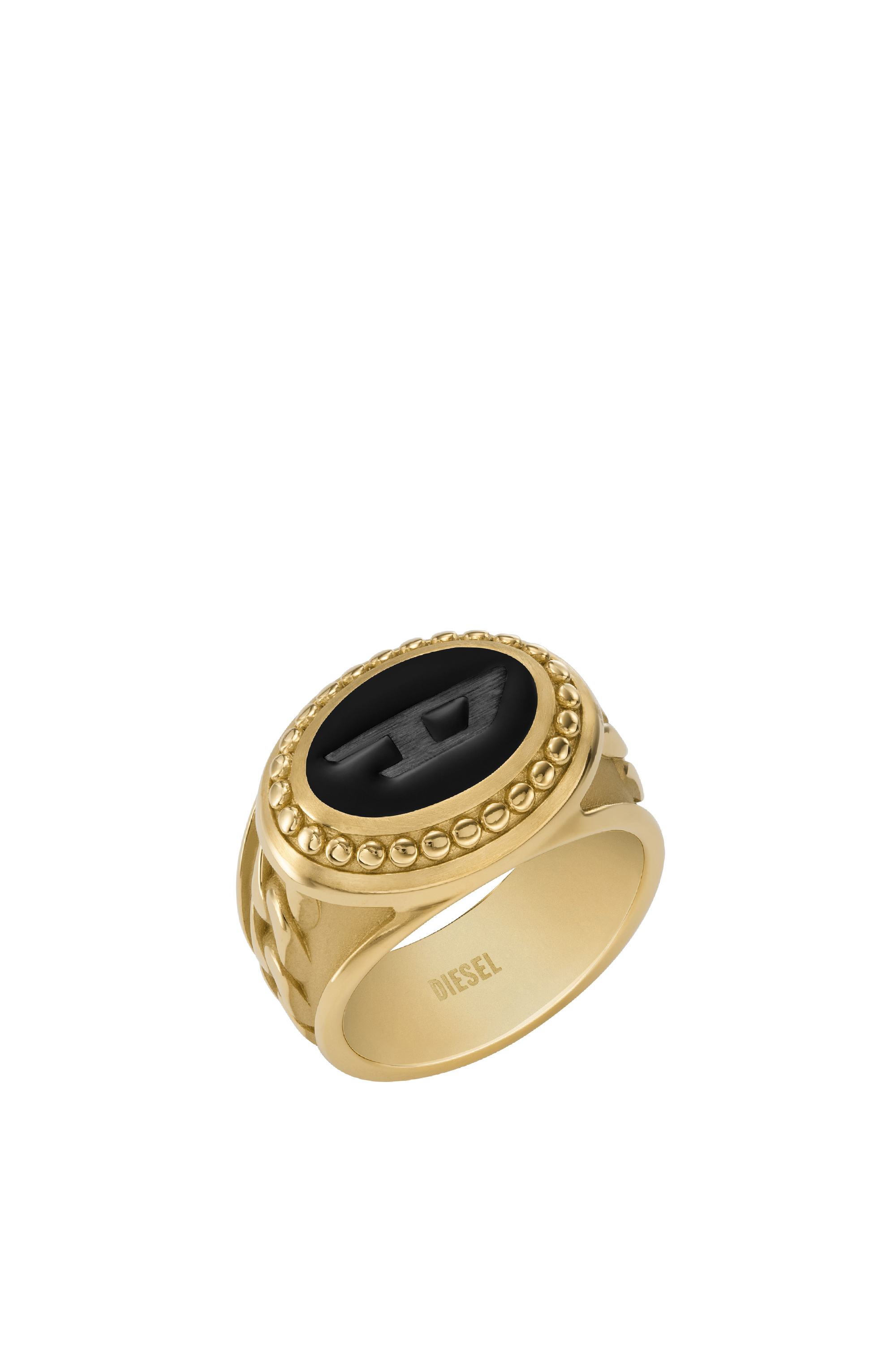 Diesel Gold Stainless Steel Signet Ring In Oro