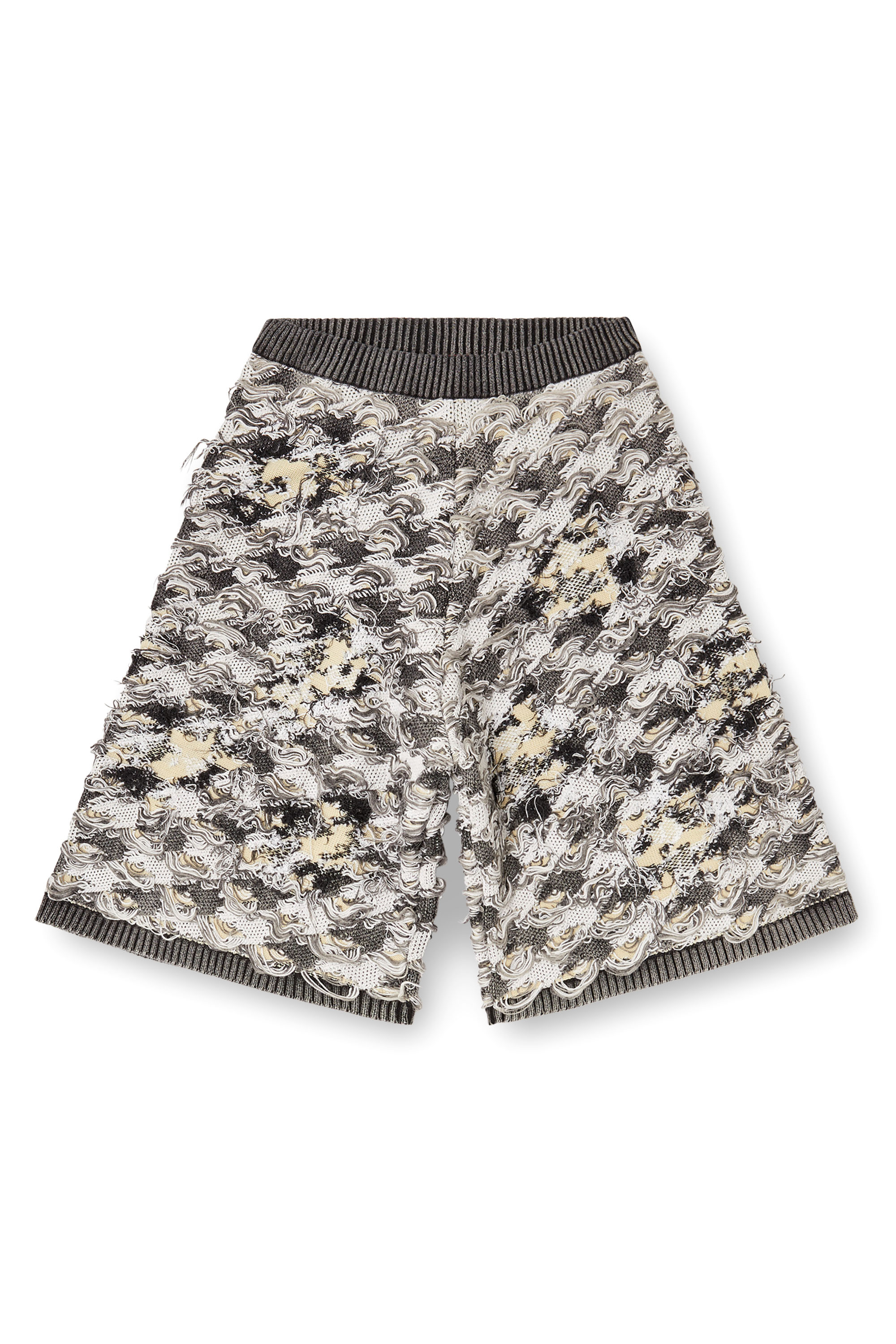 Diesel - M-VANJA, Woman's Destroyed houndstooth-jacquard shorts in Grey/White - 3