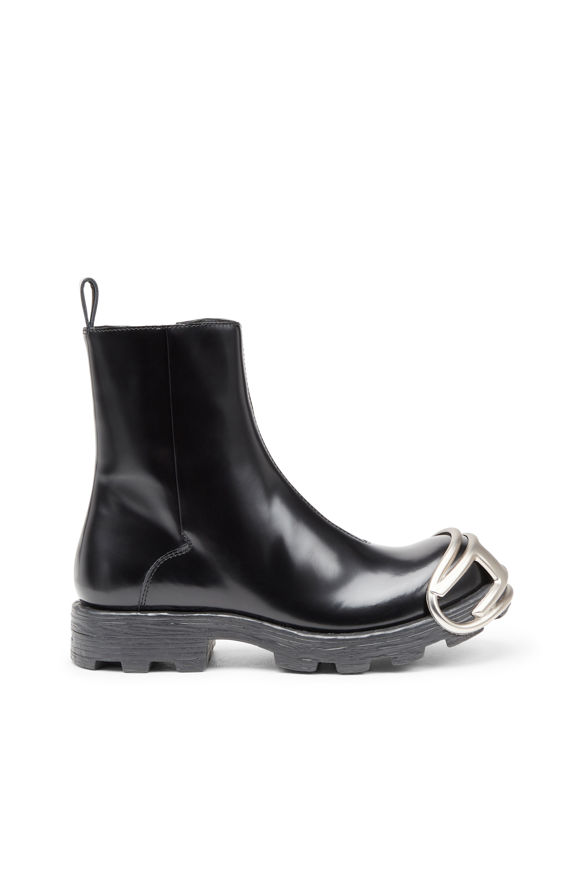 Diesel - D-Hammer Bt Zip D - Leather Chelsea boots with Oval D toe caps - Boots - Man - Black