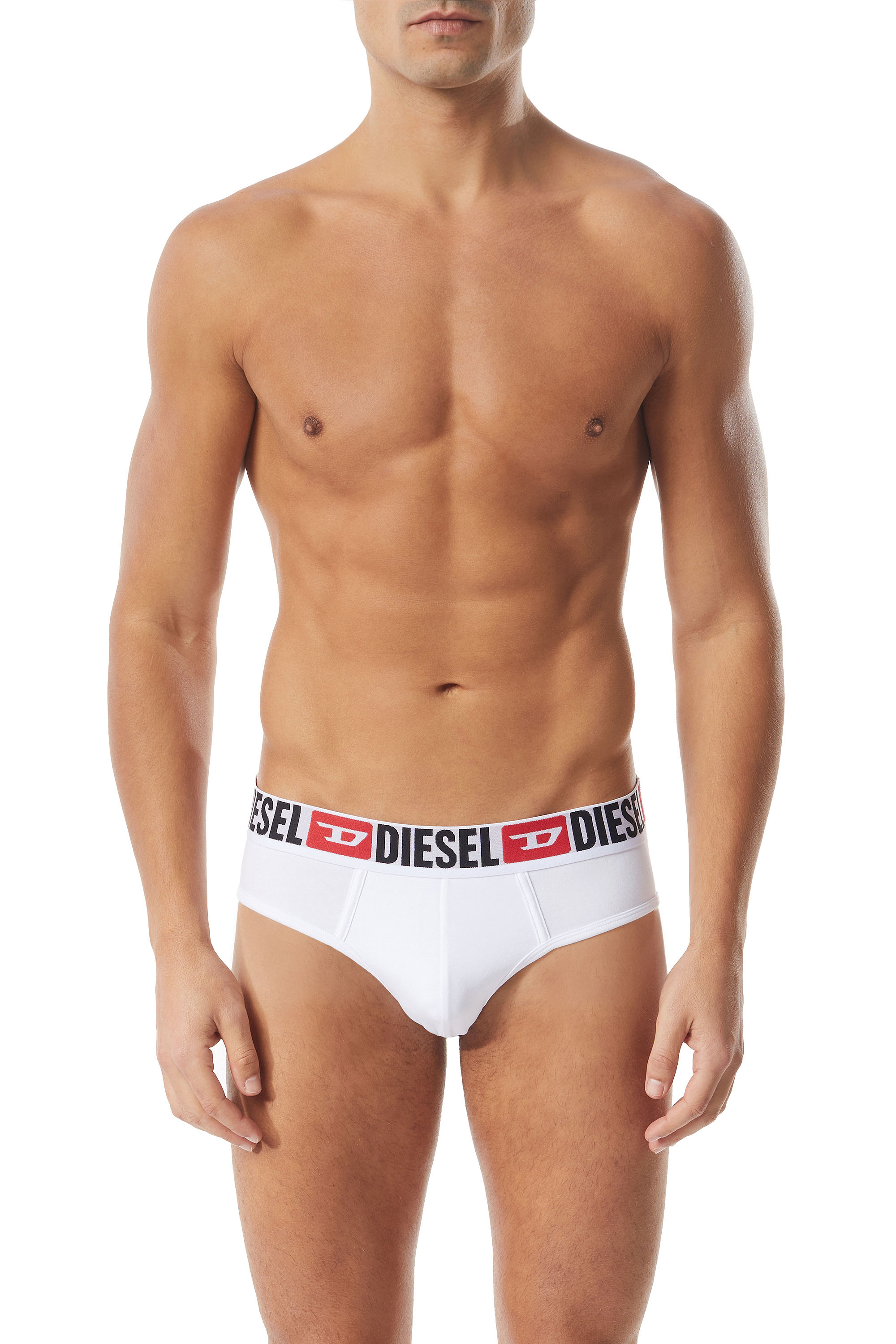 Diesel Three-pack Of Solid-colour Briefs In Bianco