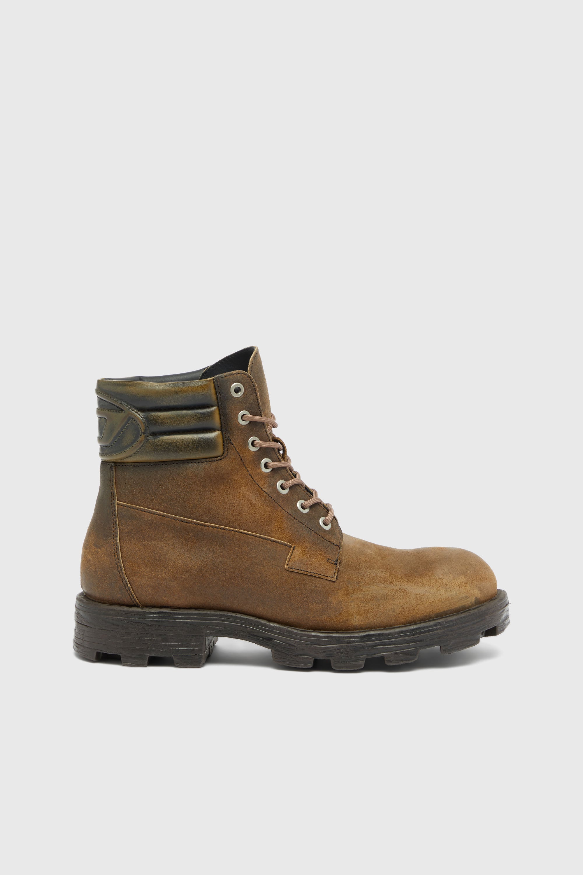 Diesel - D-Hammer-Combat boots in distressed suede - Boots - Man - Brown