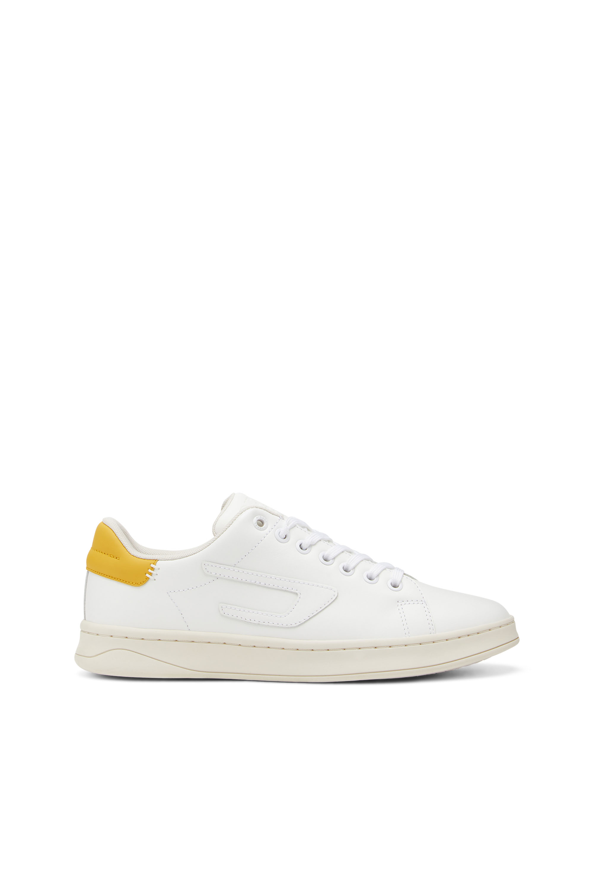 Diesel Low-top Leather Sneakers With D Patch In White