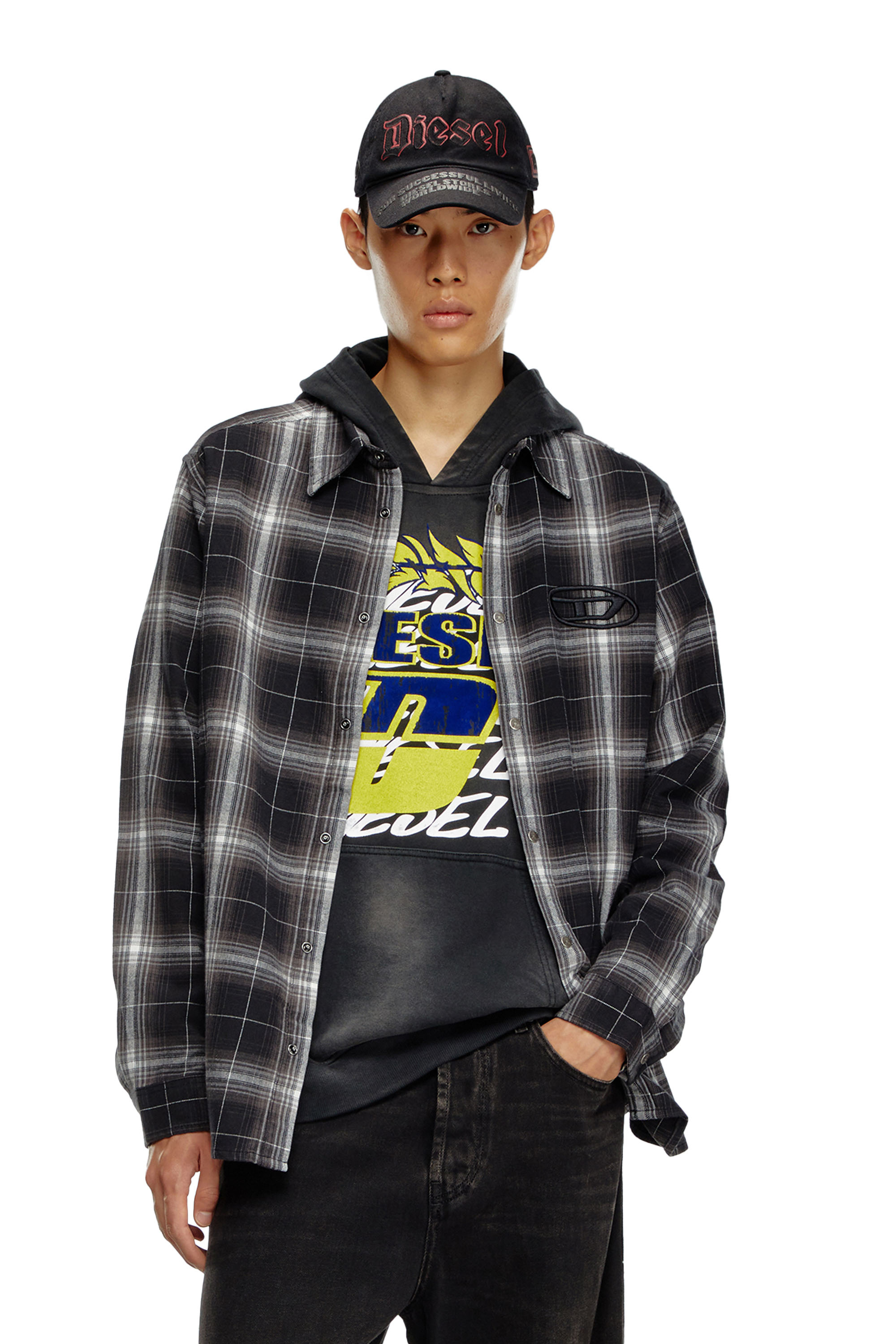 Shop Diesel Check Flannel Shirt In Black