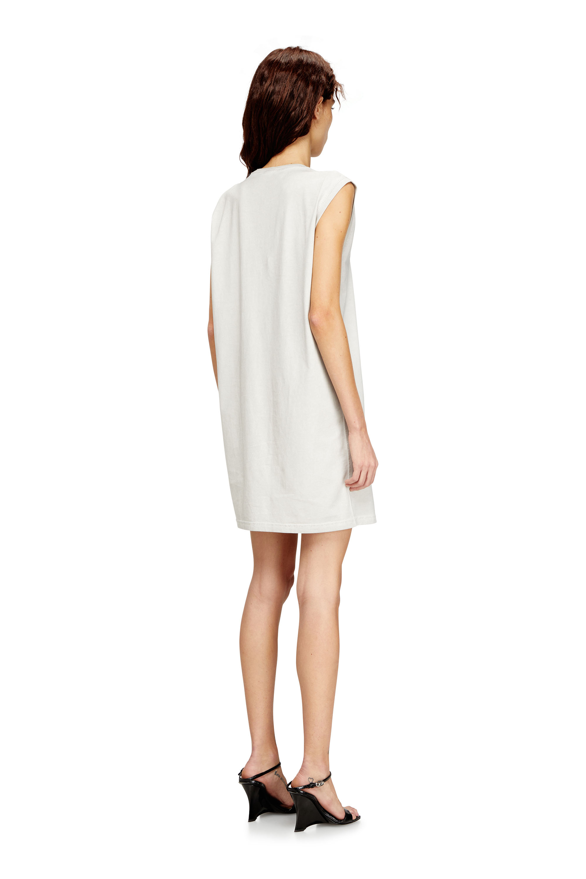Diesel - D-EMB, Woman's Short cotton dress with embossed chain in White - 4
