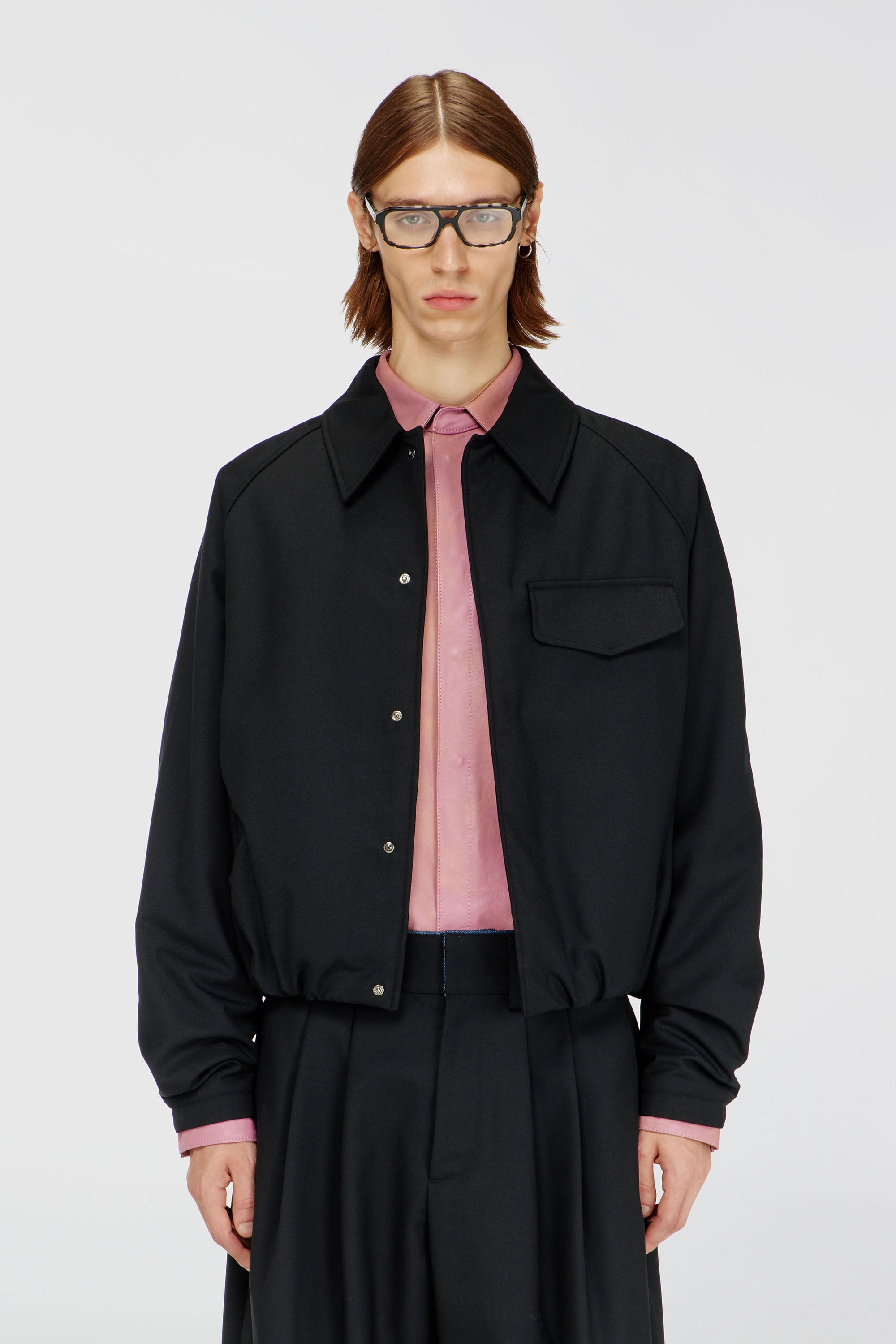 Diesel - Gathered bomber jacket in wool blend - Jackets - Man - Black