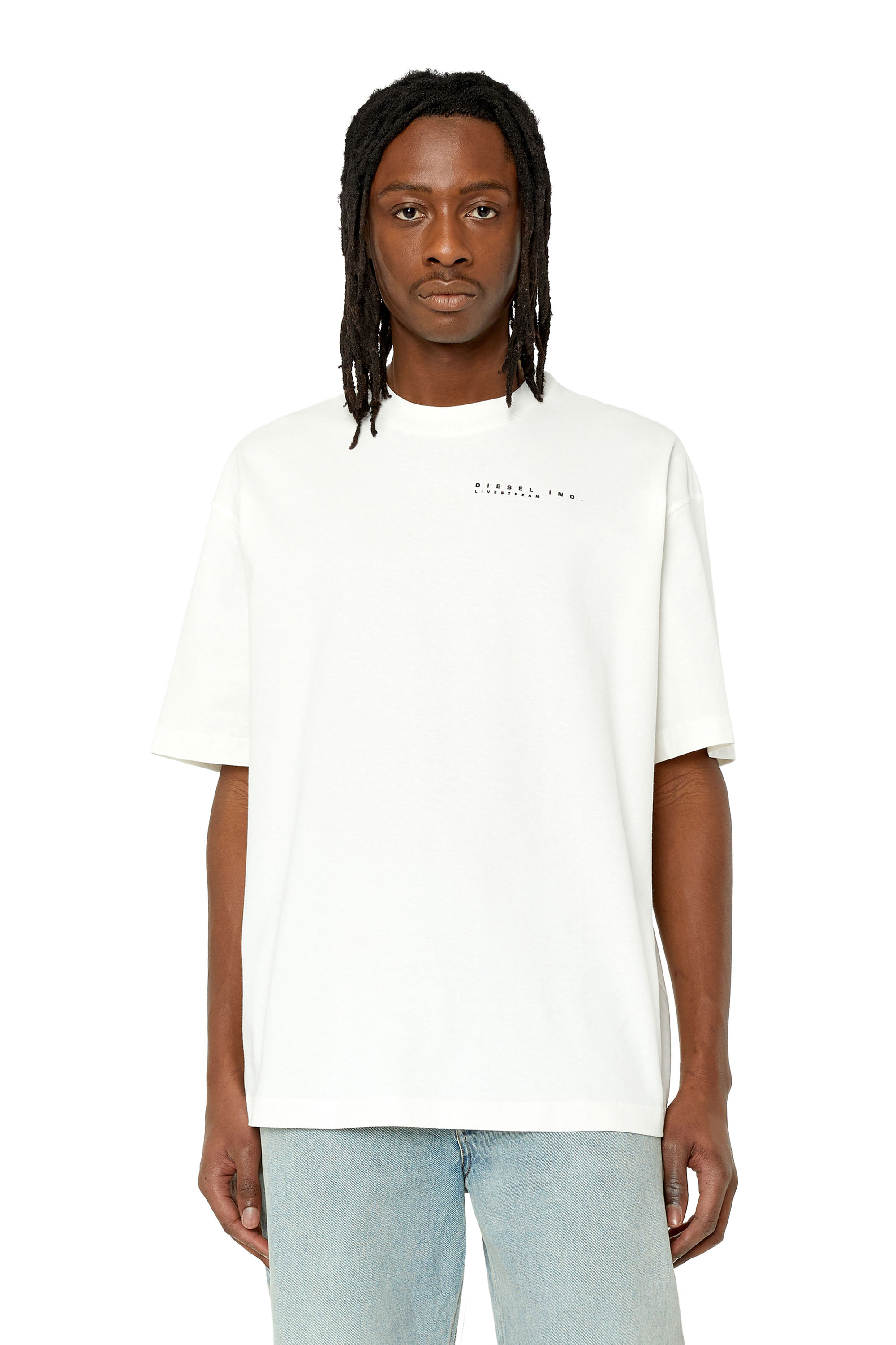 Diesel - T-shirt oversize con stampa di un volto sfocato - T-Shirts - Uomo - Bianco