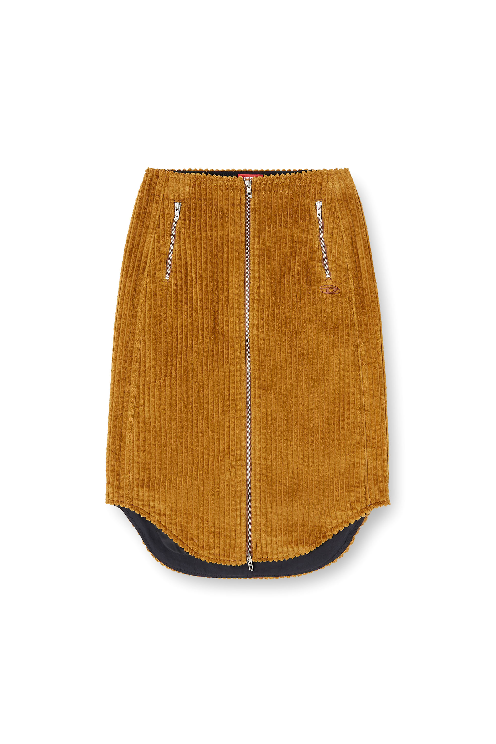 Diesel - O-LLIPOP, Woman's Cotton midi skirt with zipper in Light Brown - 3