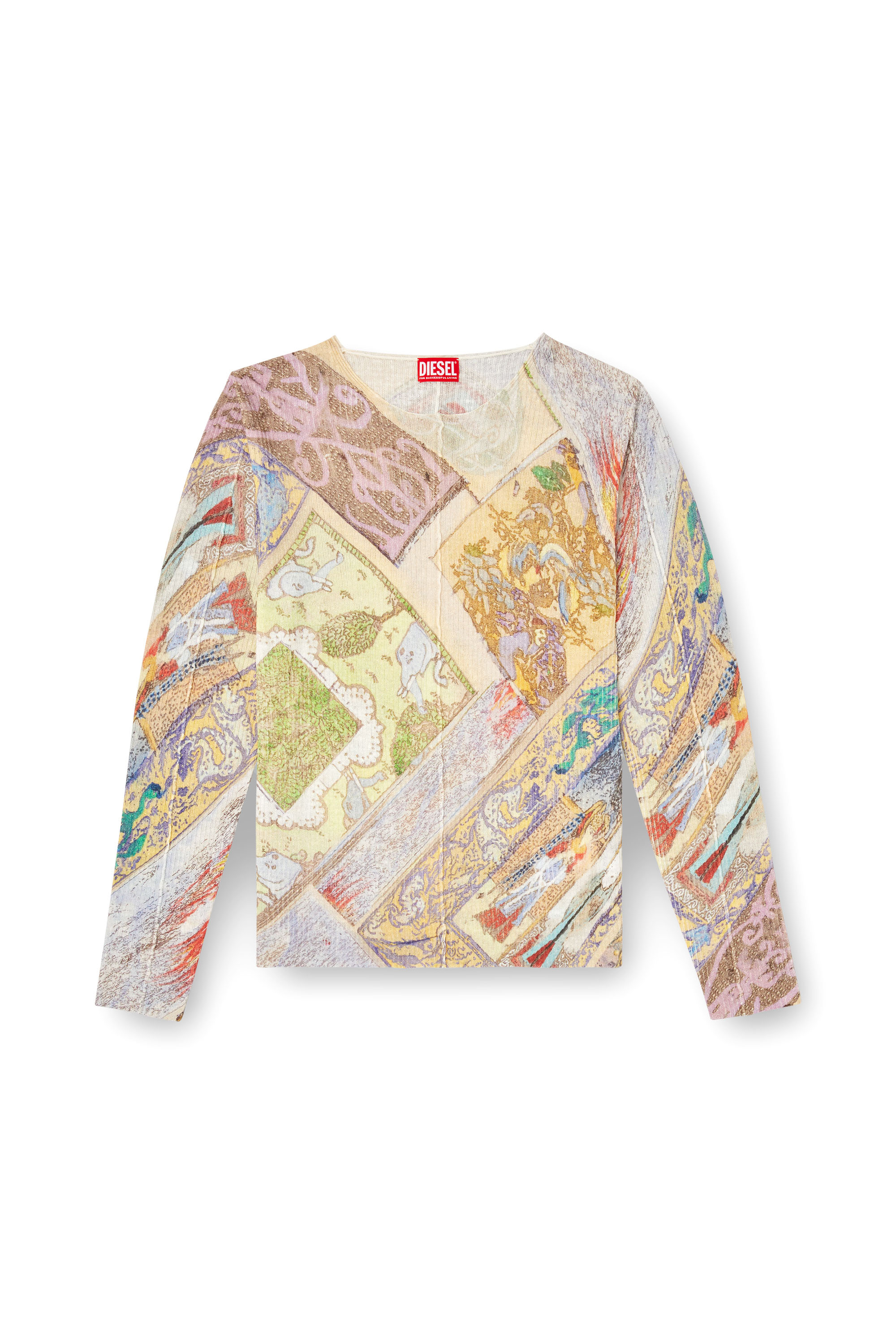 Diesel - K-RENTON, Unisex's Linen jumper with medieval print in Beige/Yellow - 3