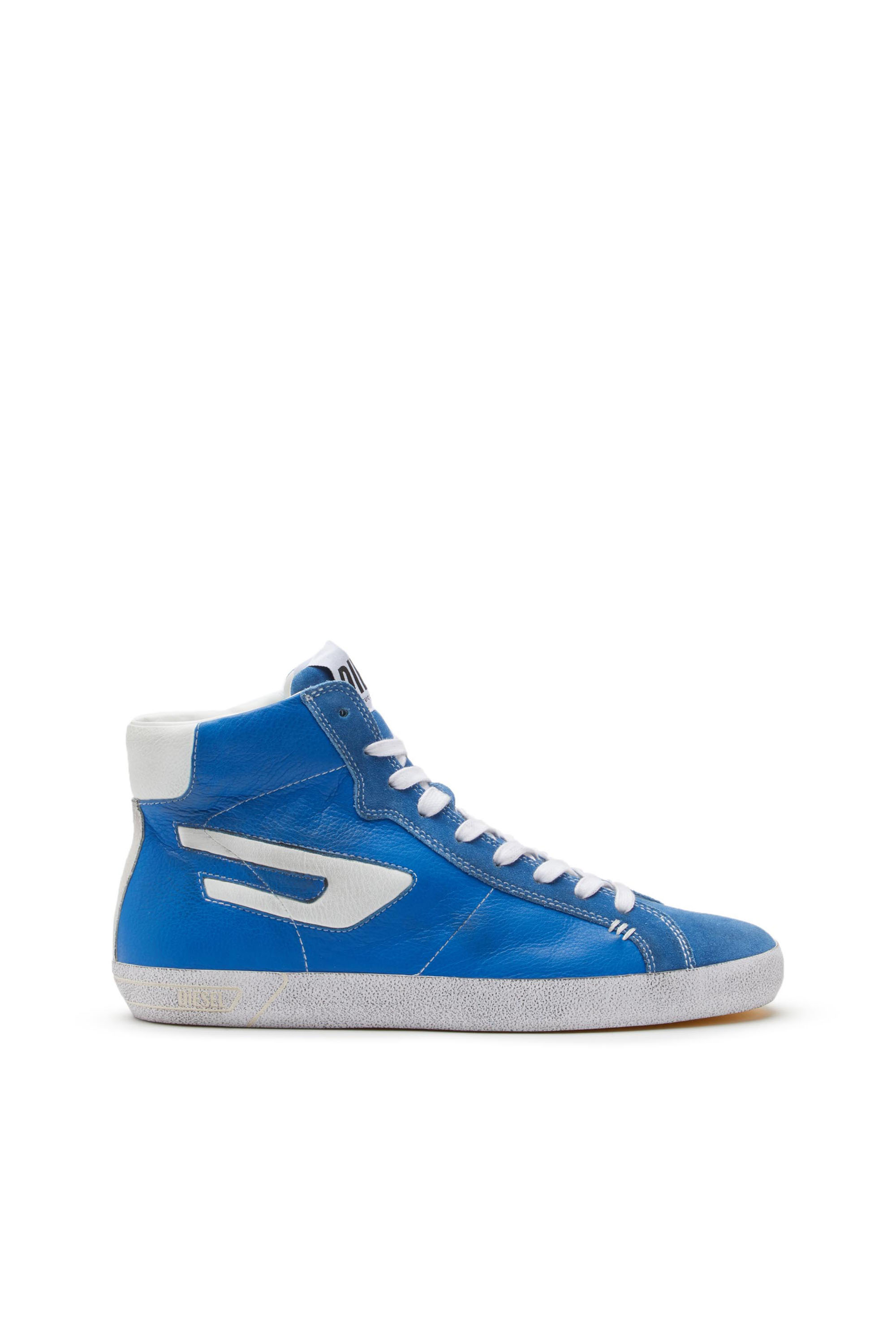 Diesel - Sneaker alte in pelle con logo D - Sneakers - Uomo - Blu