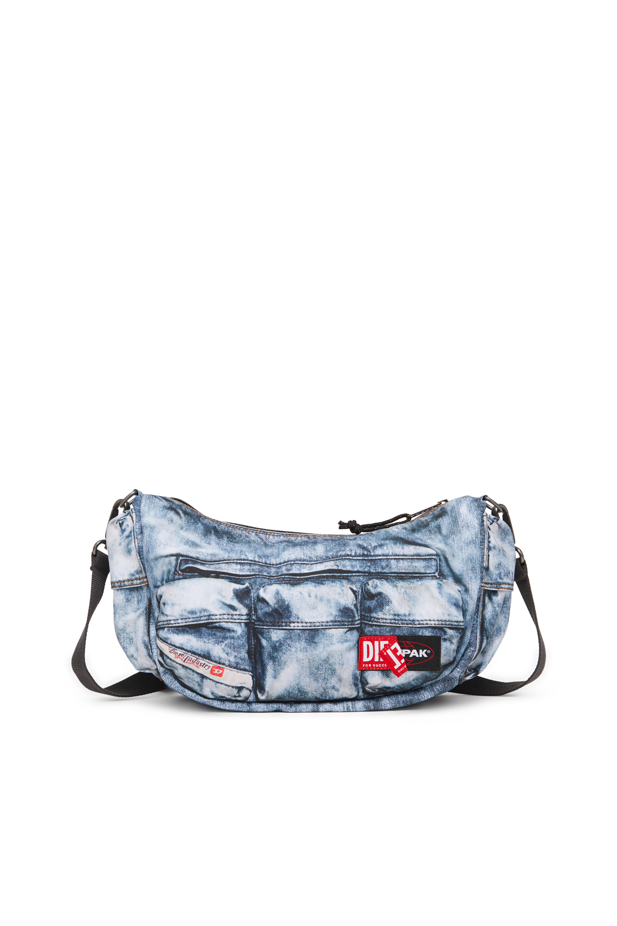 Diesel Unisex Blue - Multipocket Bag In Trompe L'oeil Denim - Crossbody Bags