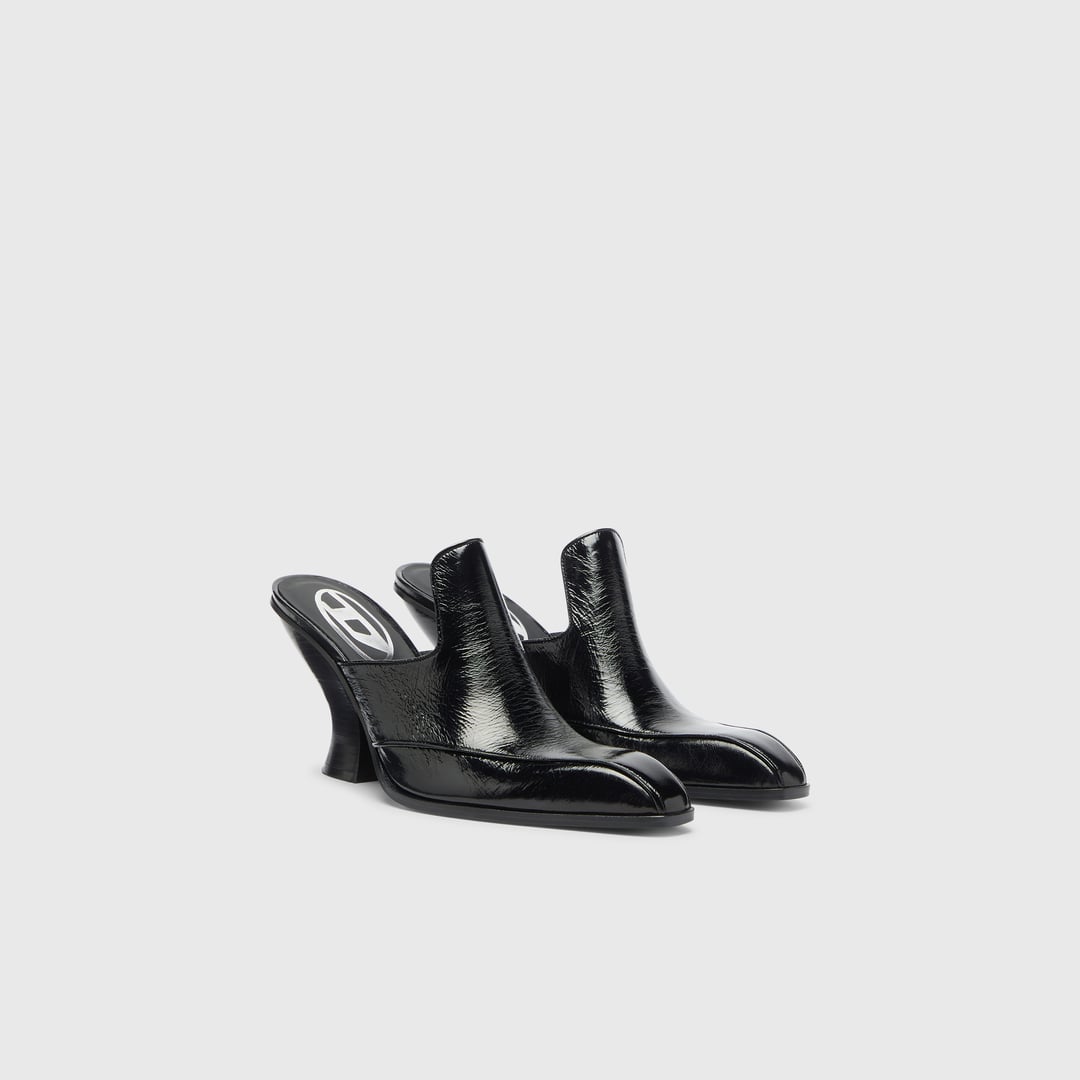 Diesel - D-Luffy - Western-style mules in patent leather - Moccasins and Mules - Woman - Black
