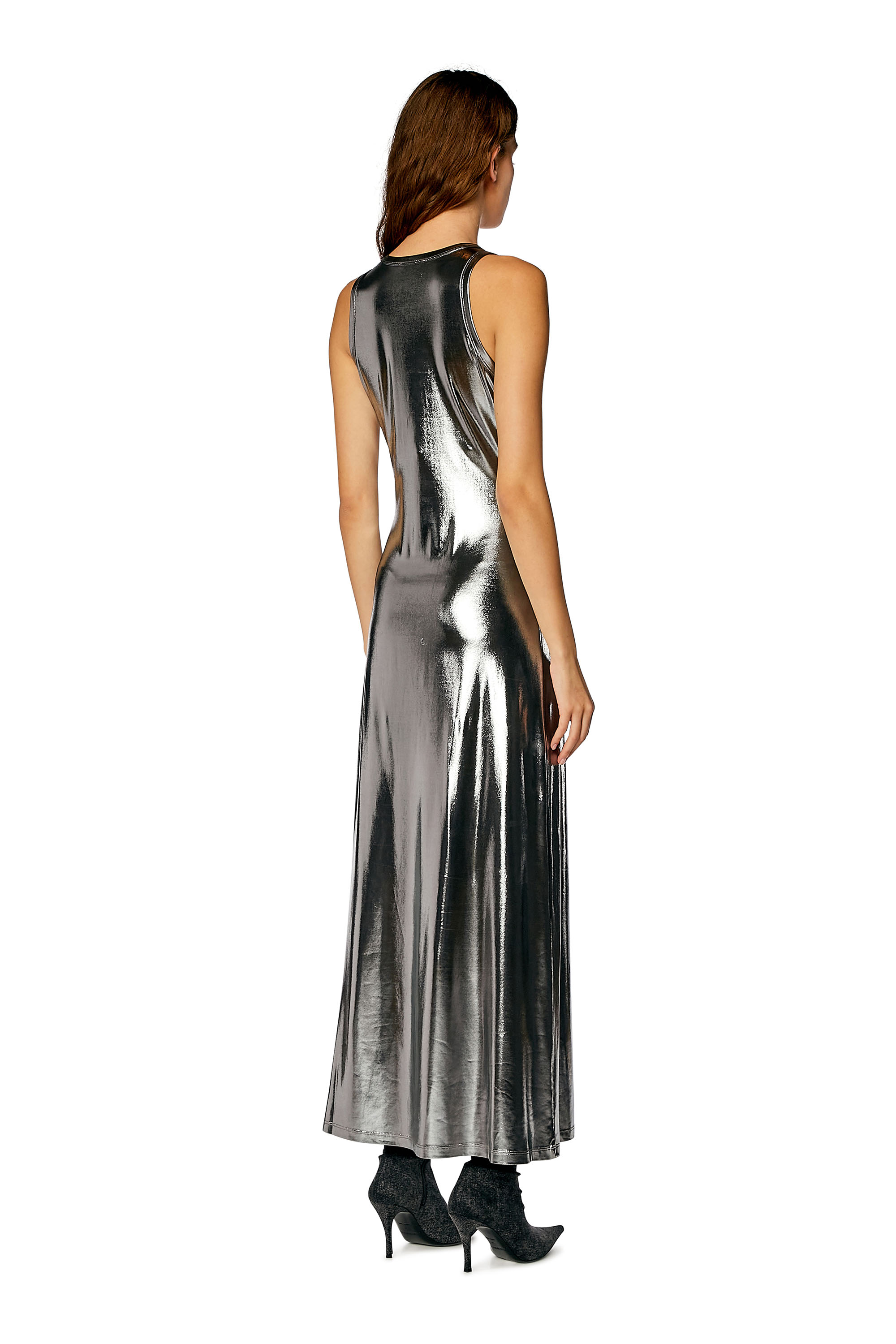 Diesel - Midi dress in metallic stretch jersey - Dresses - Woman - Silver