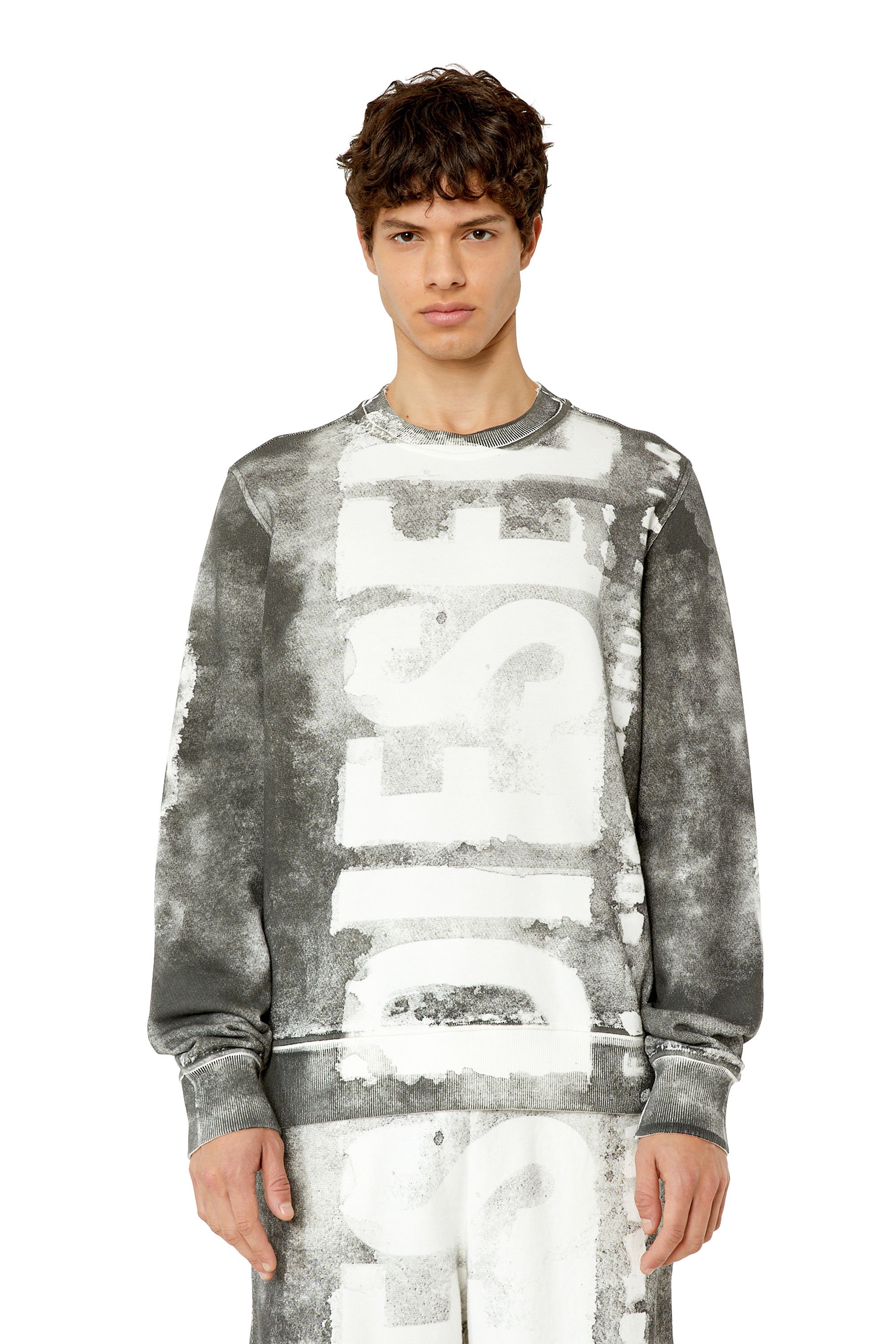 Diesel - Logo sweatshirt with colour bleed effect - Sweaters - Man - Grey