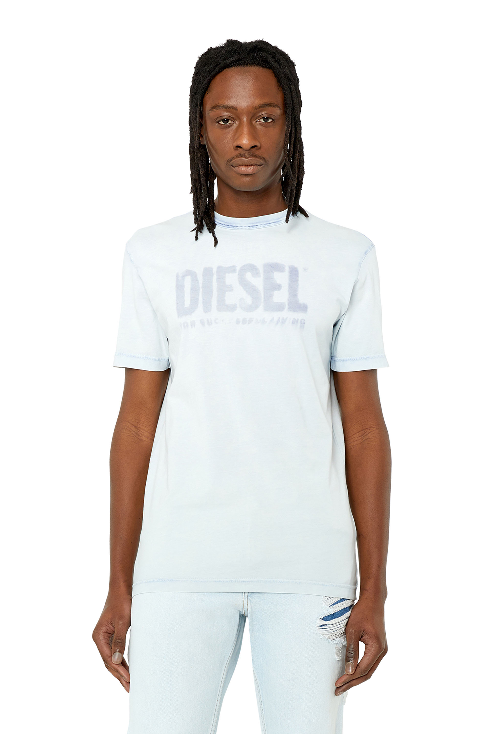 Diesel - T-shirt con logo a effetto sbiadito - T-Shirts - Uomo - Blu