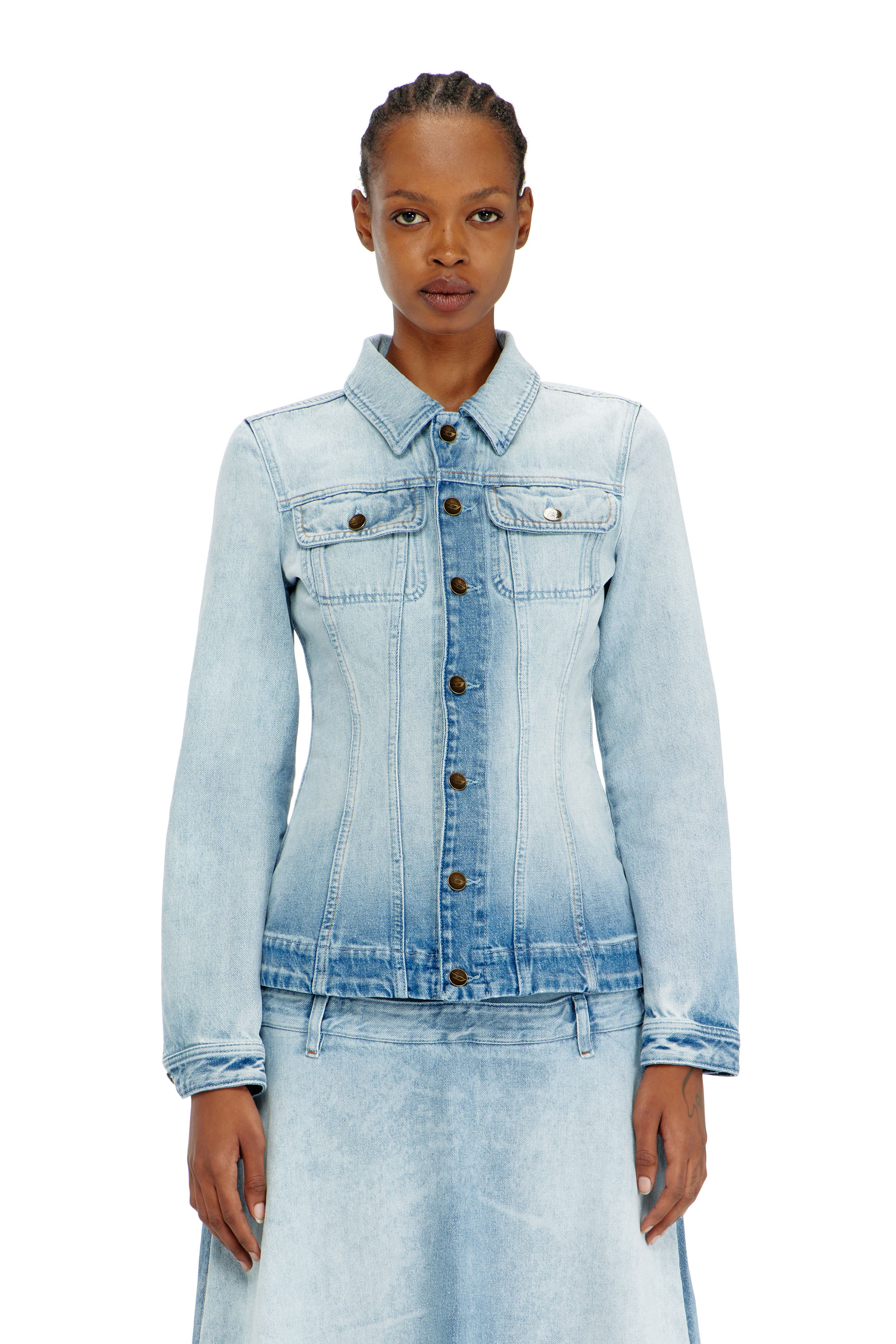 Diesel - Hourglass denim trucker jacket - Denim Jackets - Woman - Blue