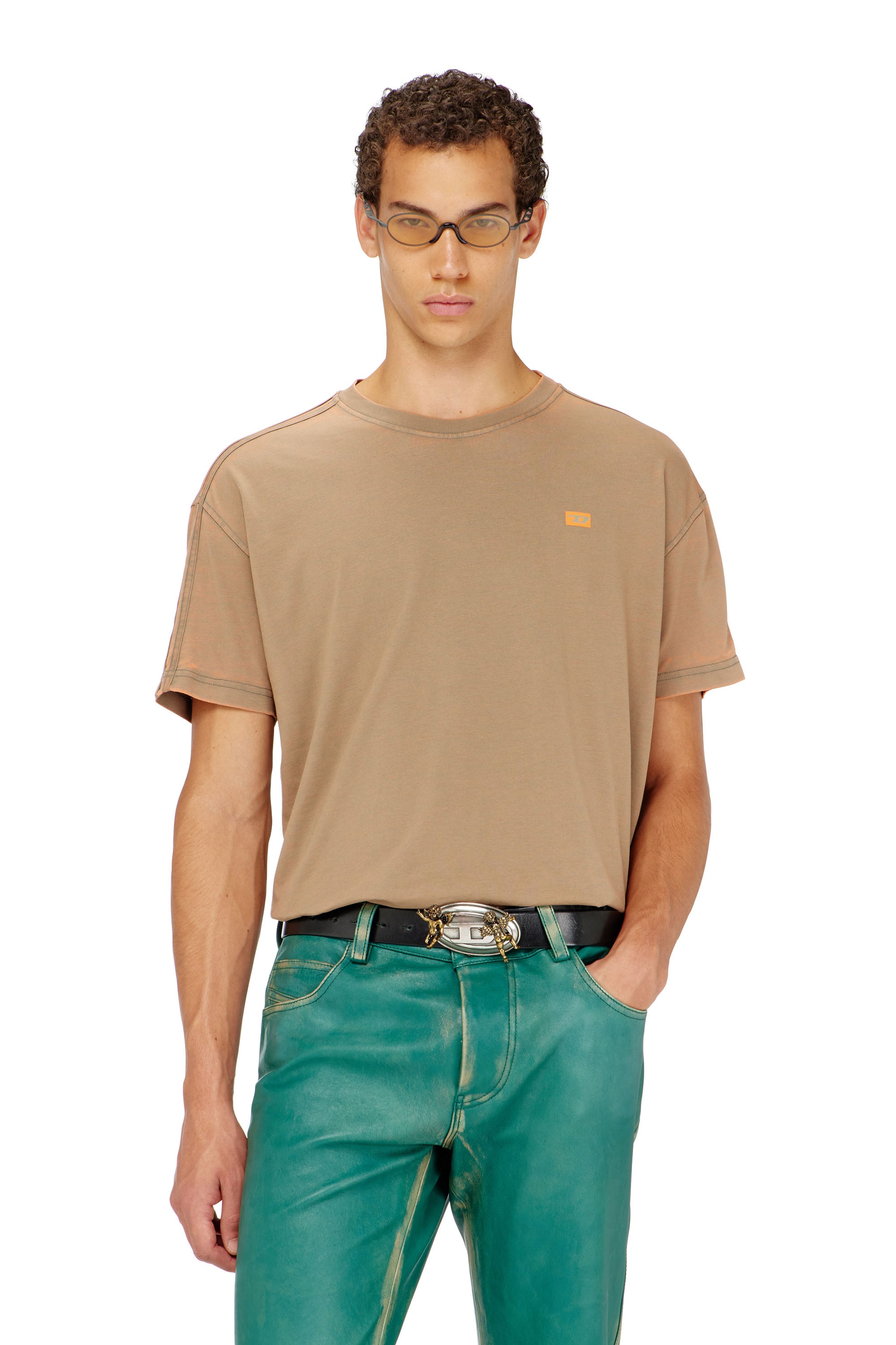 Diesel - Long-sleeve T-shirt in burnout jersey - T-Shirts - Man - Brown
