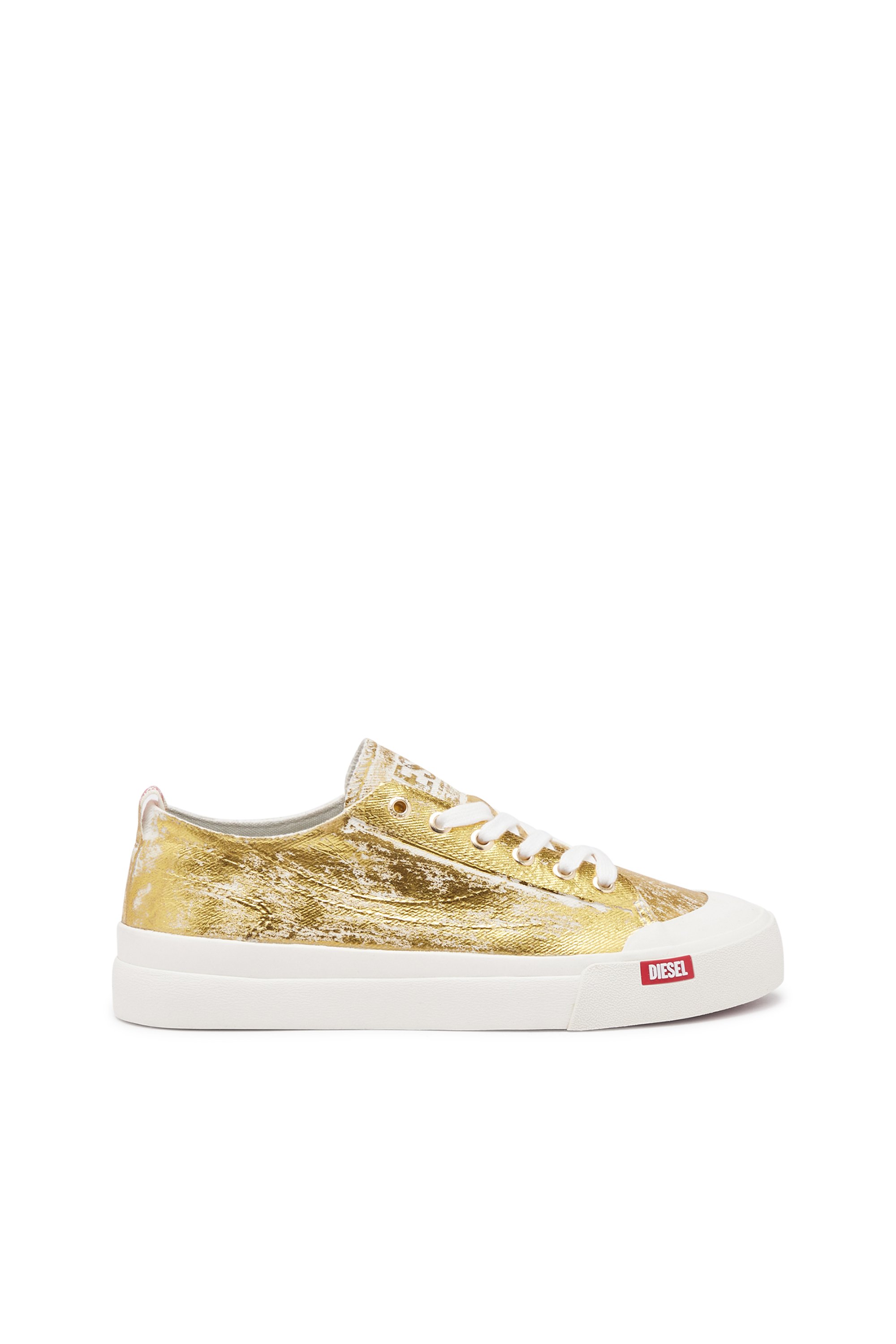 Diesel - S-Athos Low-Sneaker in canvas metallizzato distressed - Sneakers - Donna - Oro
