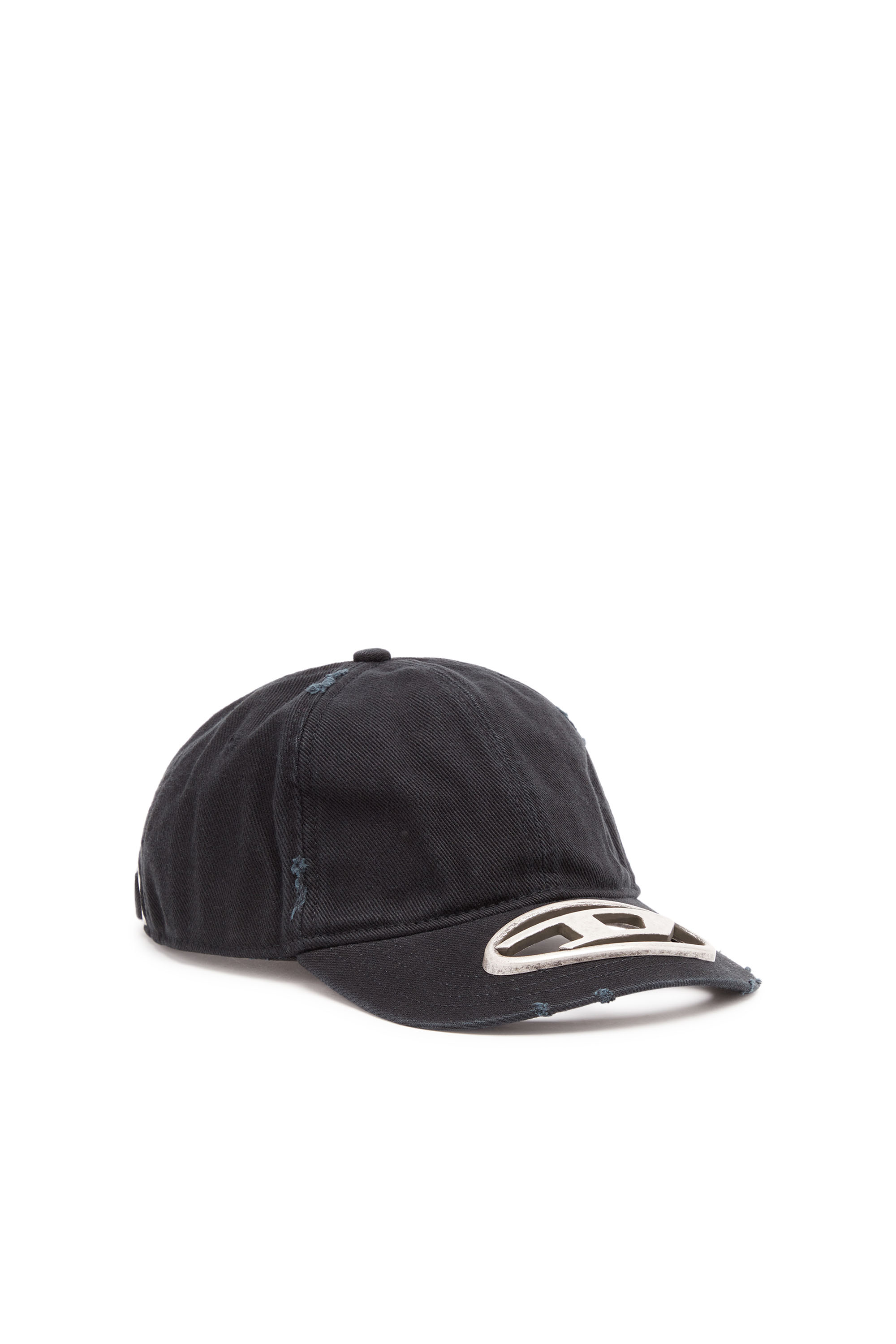 Diesel - Cappello da baseball con logo Oval D in metallo - Cappelli - Uomo - Nero