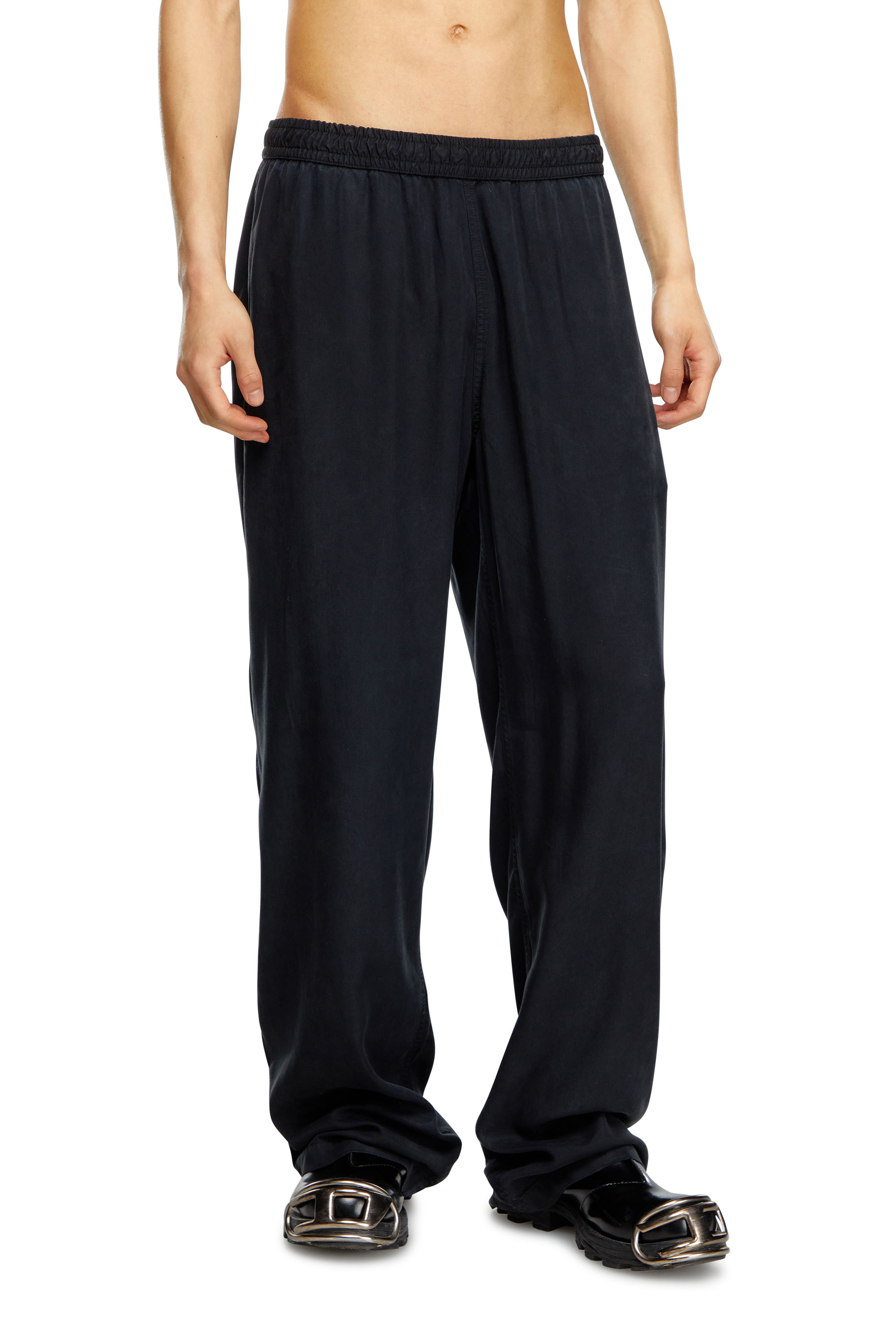 Shop Diesel Drawstring Pants In Faded Twill In Black