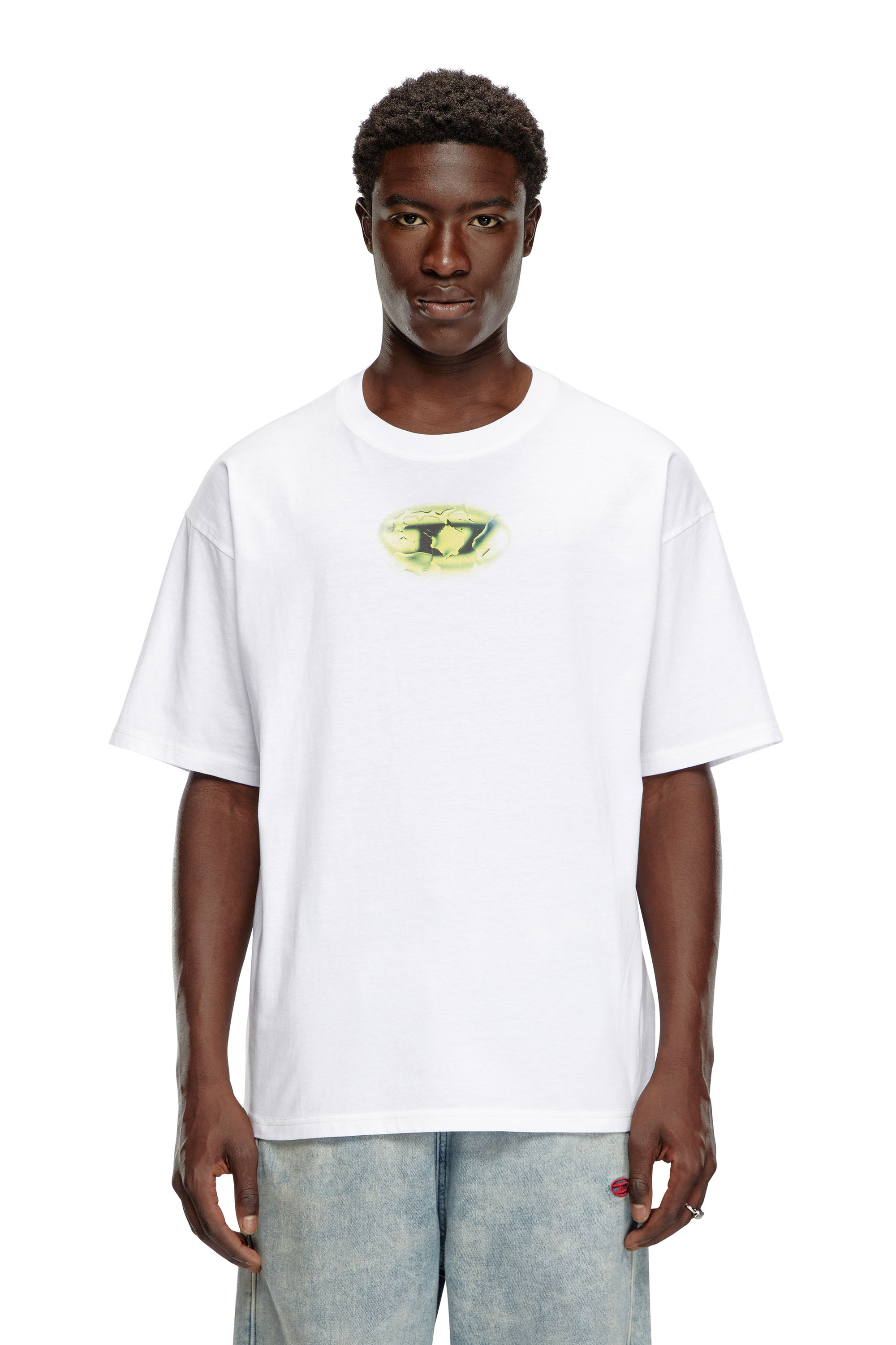 Shop Diesel T-shirt With Glowing-effect Logo In Tobedefined