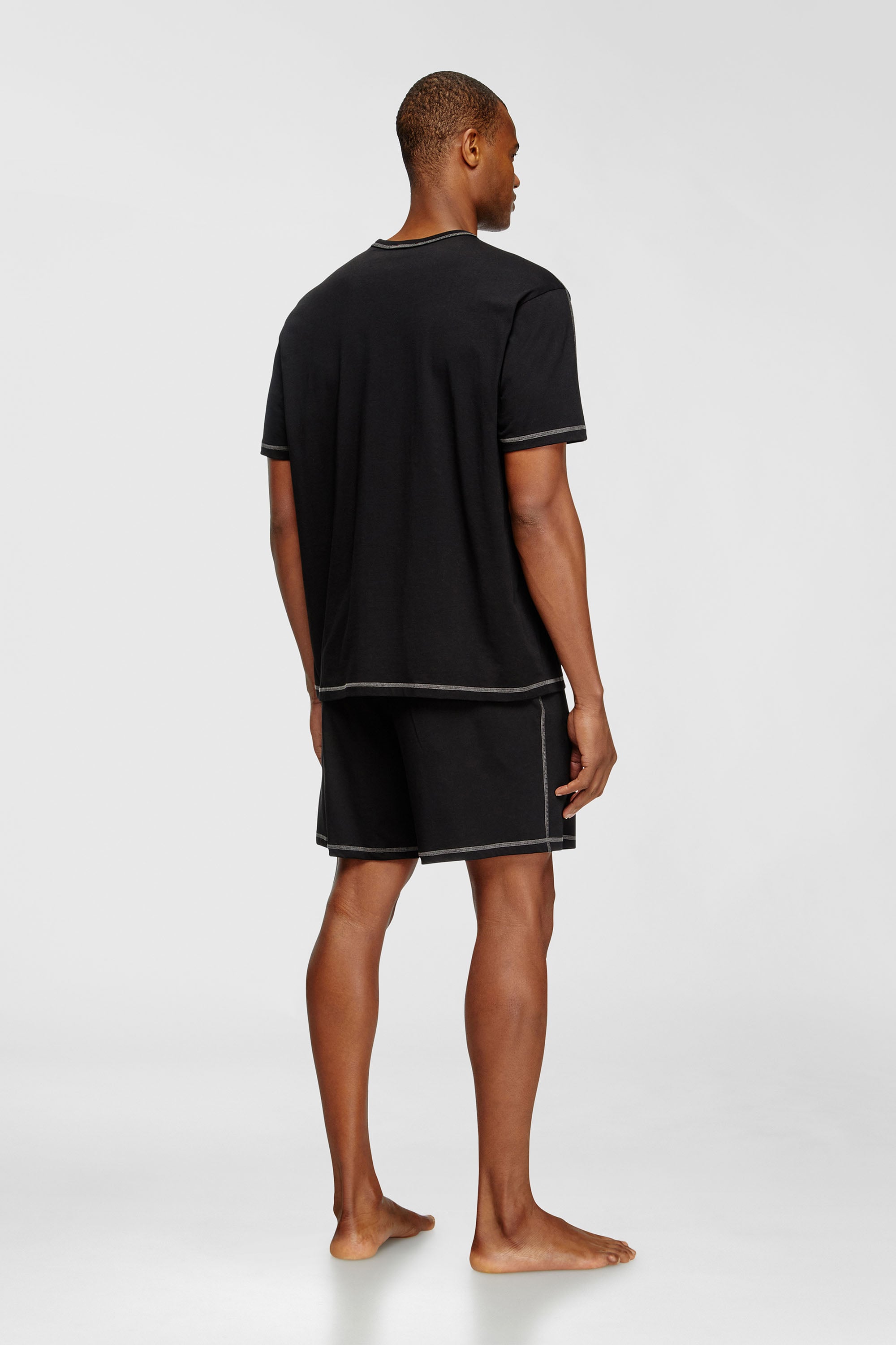Diesel - Short Pajamas set in cotton jersey - Pajamas - Man - Black