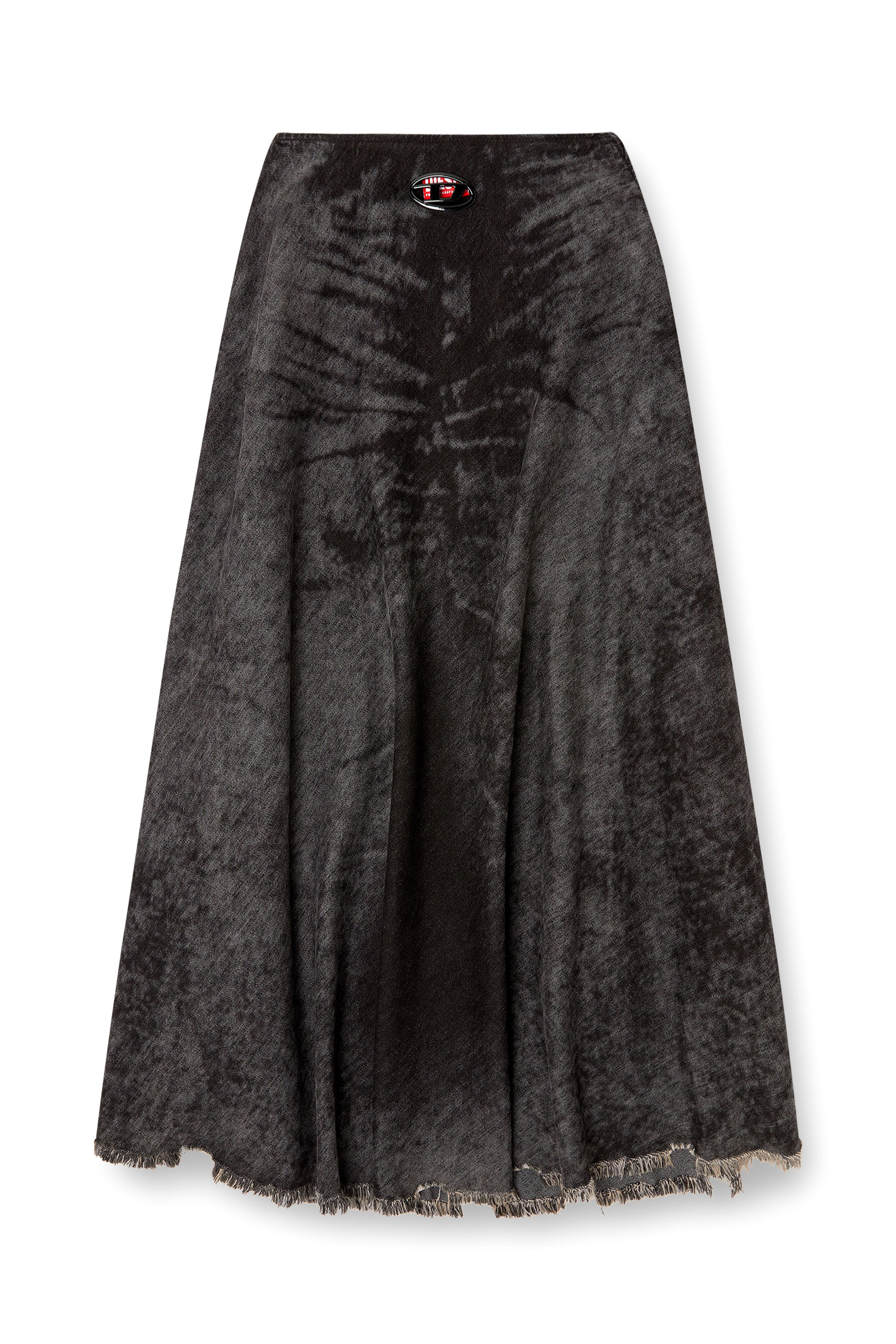 Diesel - DE-HANNIE-FSH, Woman's Full skirt in lasered cotton-hemp denim in Black - 3