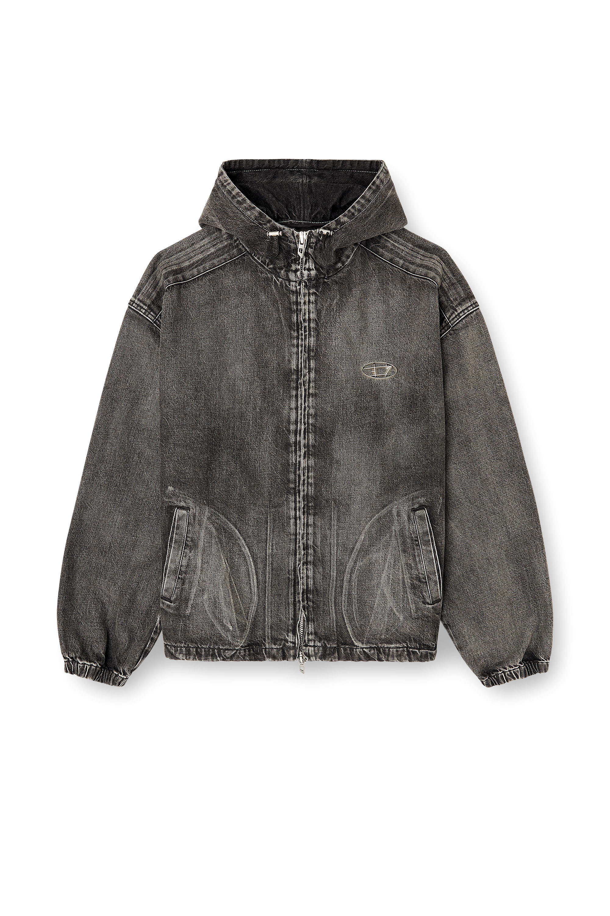 Diesel - THUGJACK, Unisex's Hooded jacket in faded denim in Black - 3