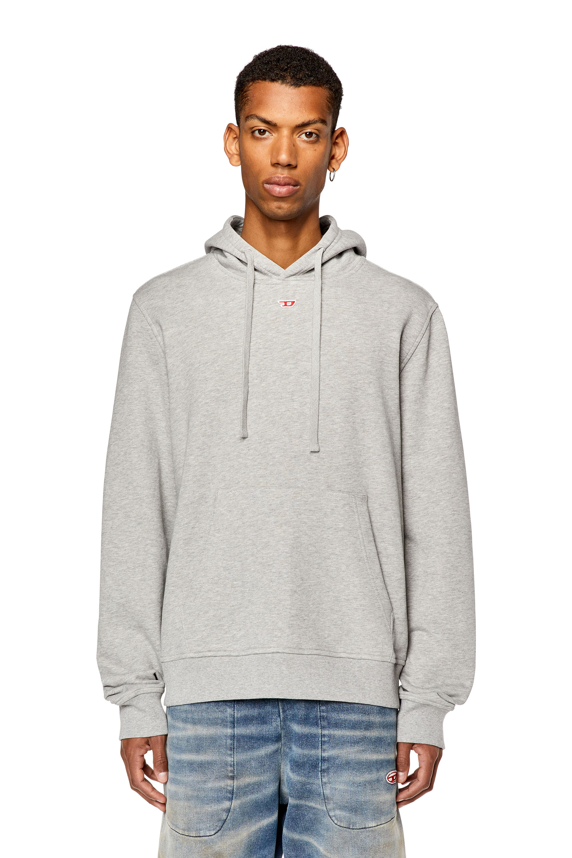 Diesel - Cotton hoodie with mini D patch - Sweaters - Man - Grey